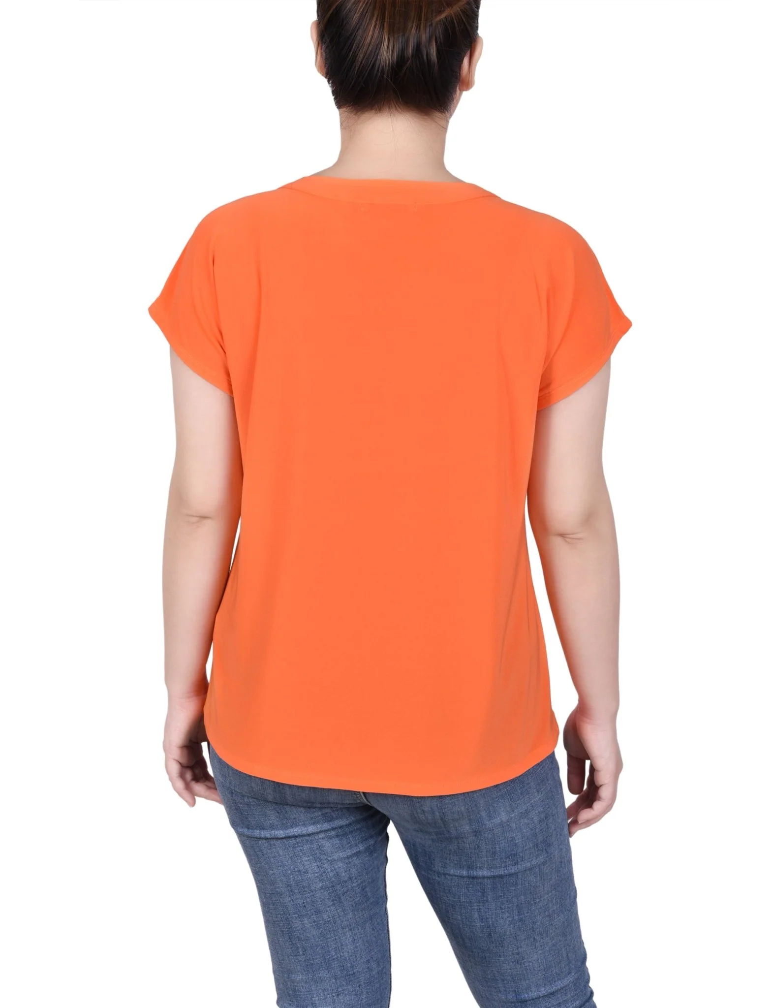 Short Extended-Sleeve Grommet Neck Knit Top - Petite - Image 12
