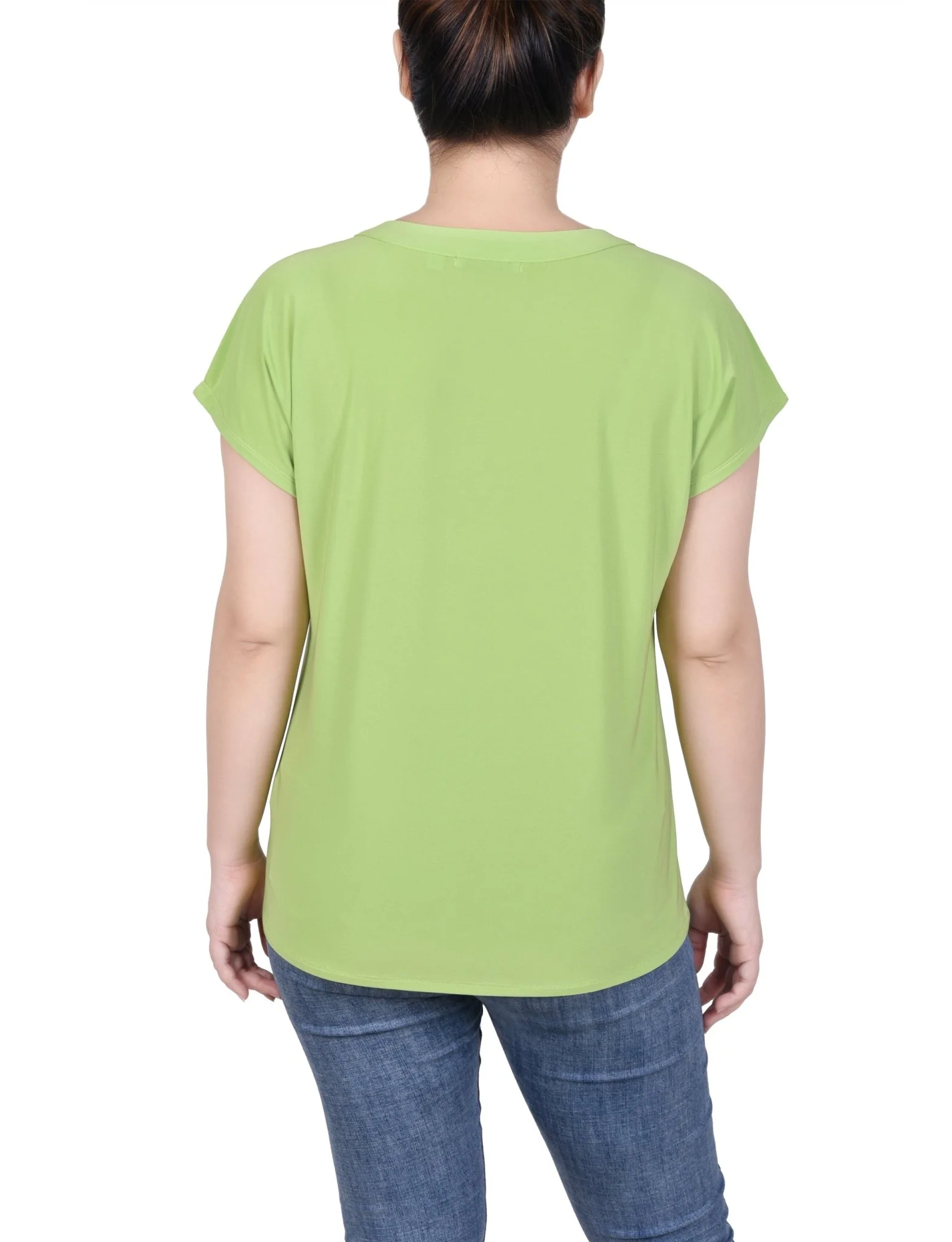 Short Extended-Sleeve Grommet Neck Knit Top - Petite - Image 18
