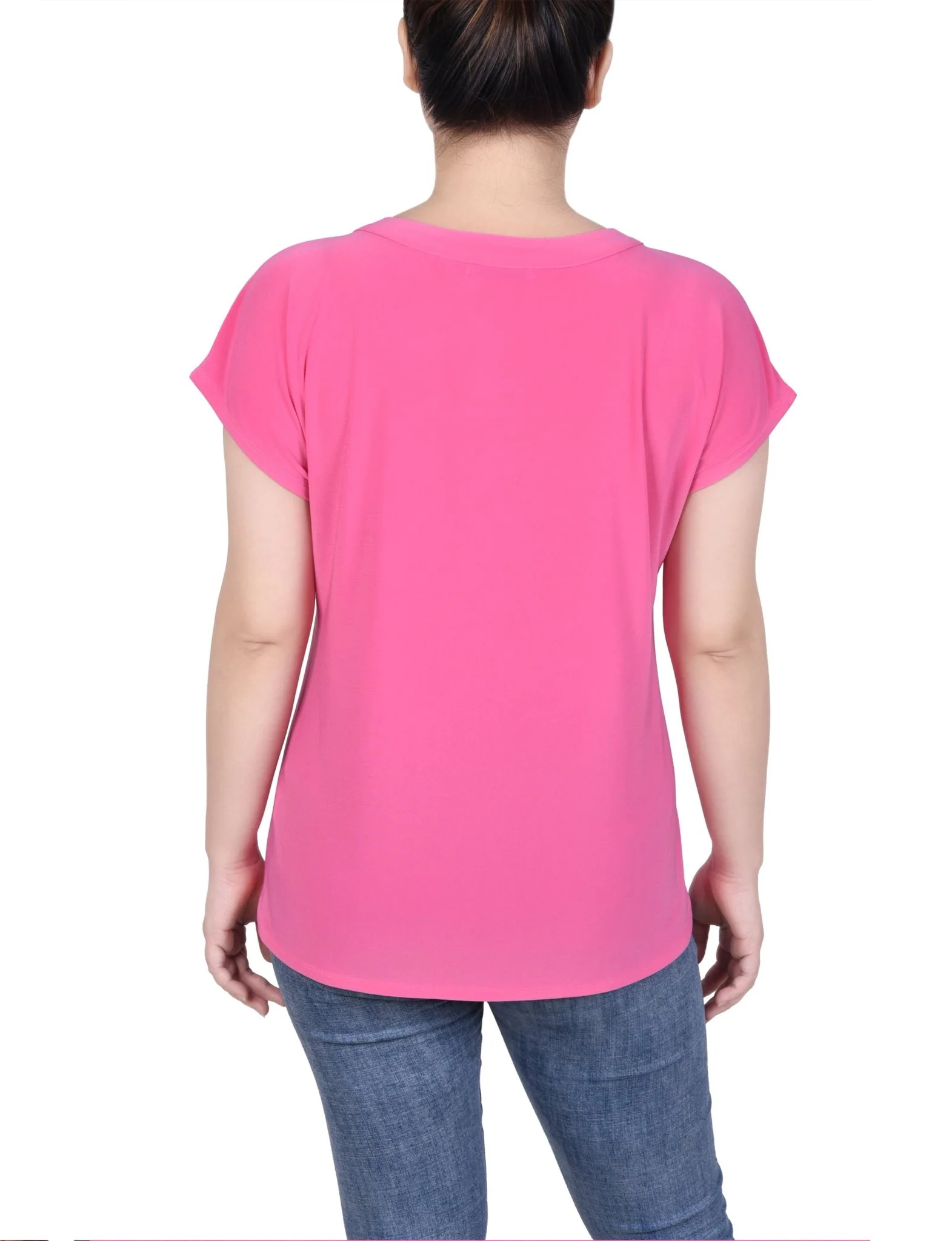 Short Extended-Sleeve Grommet Neck Knit Top - Petite - Image 21