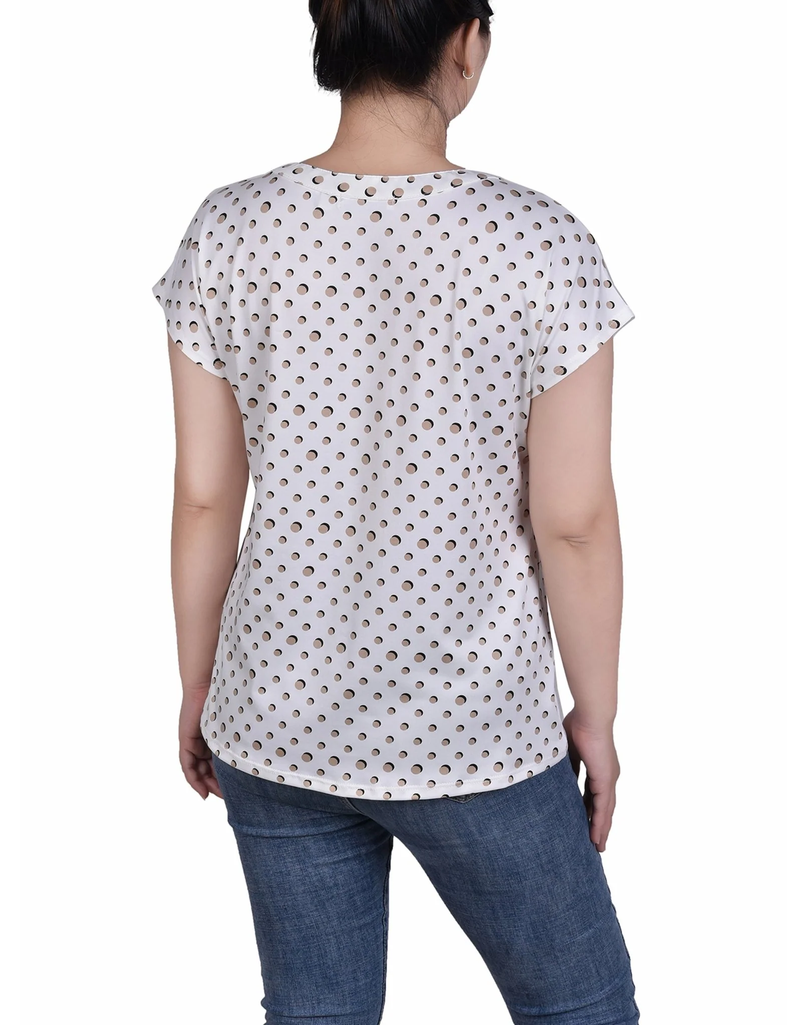 Short Extended-Sleeve Grommet Neck Knit Top - Petite - Image 42