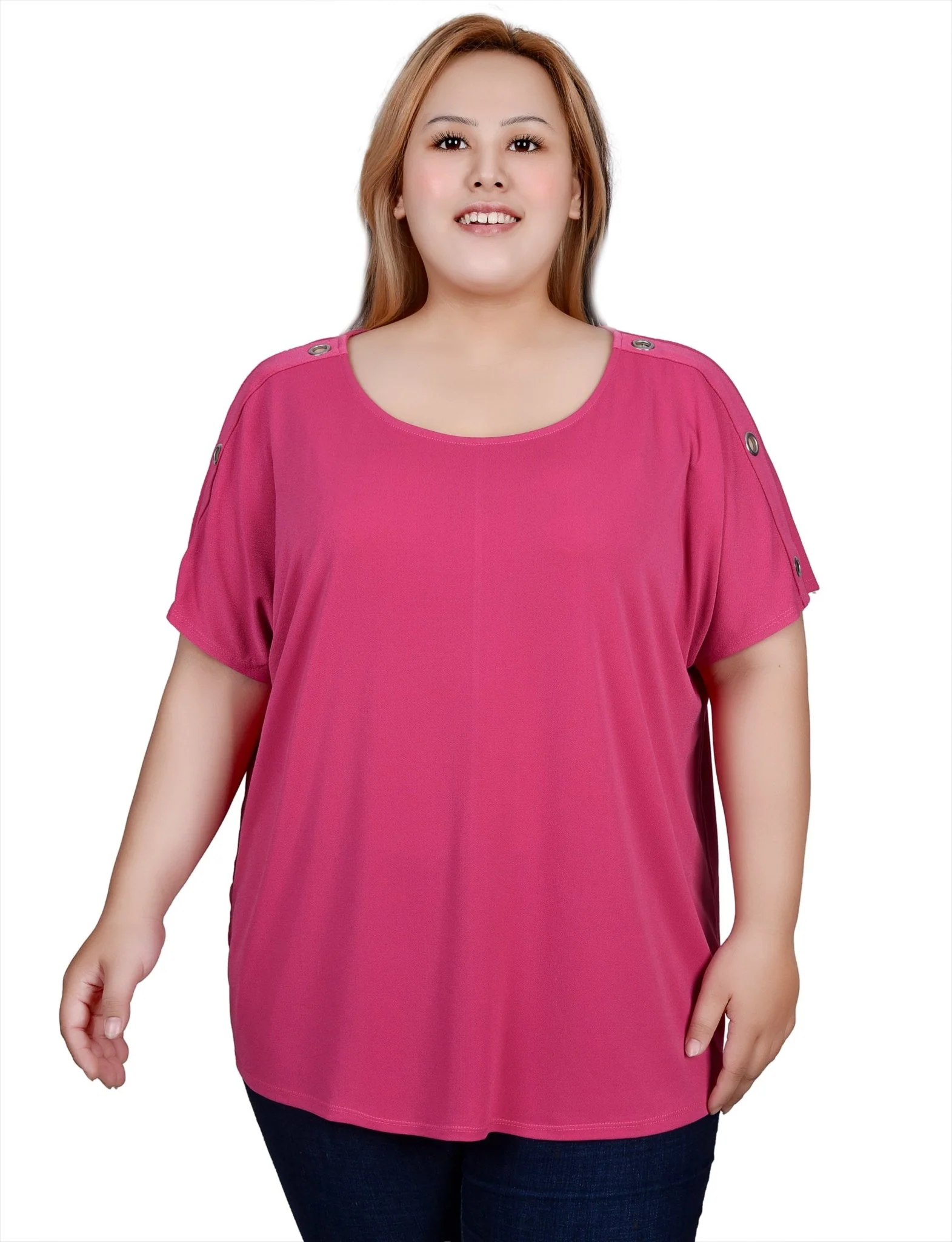Short Sleeve Extended Sleeve Tunic Top - Plus - Image 13