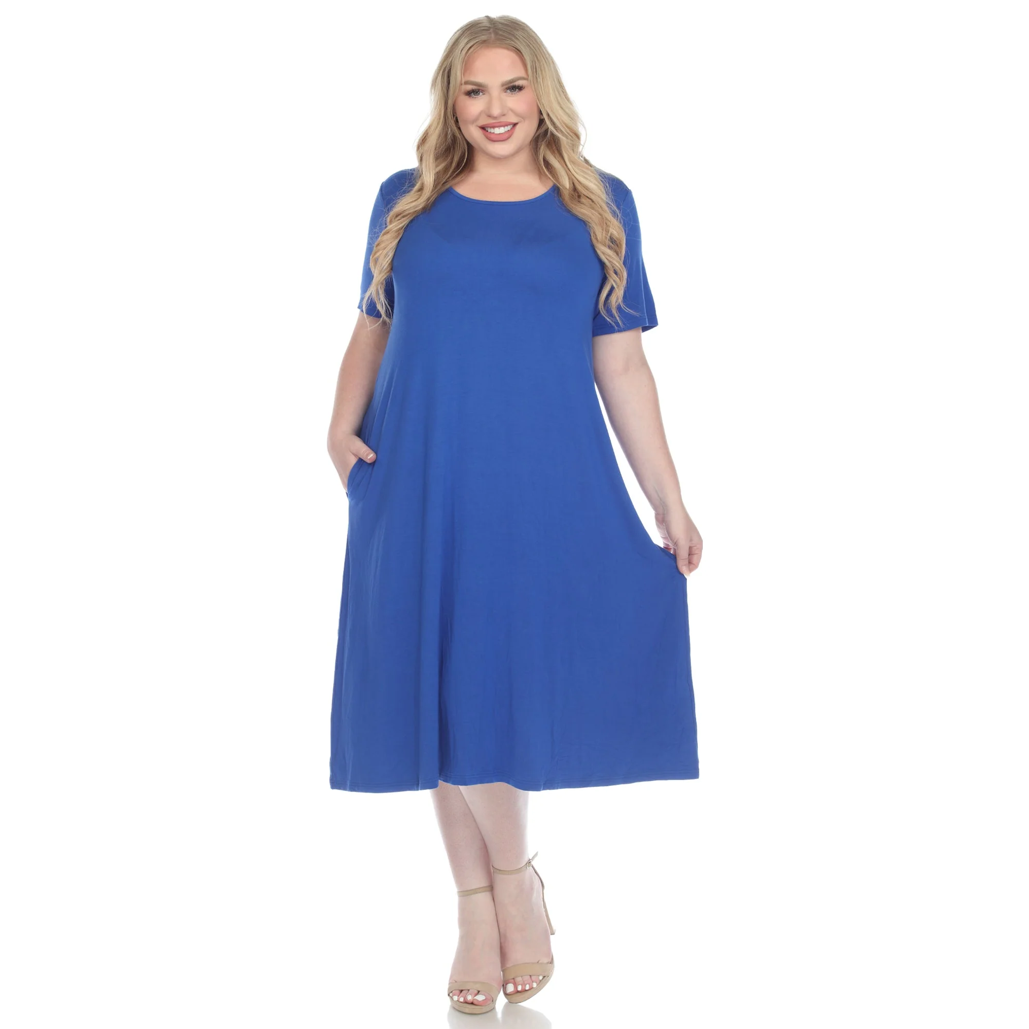 Short Sleeve Pocket Swing Midi Dress - Plus - Image 10