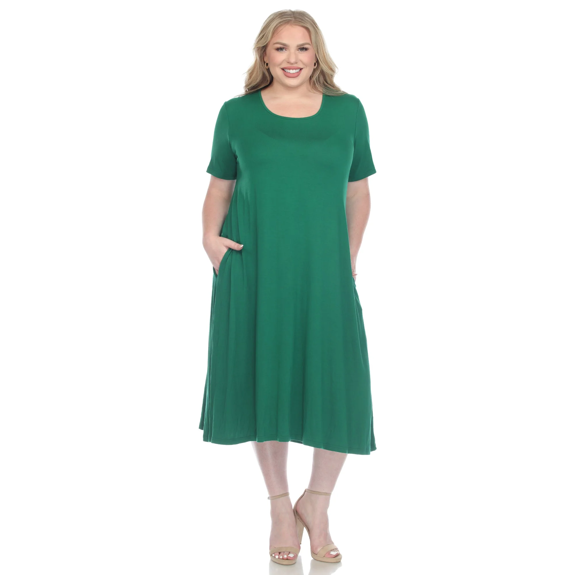 Short Sleeve Pocket Swing Midi Dress - Plus - Image 11