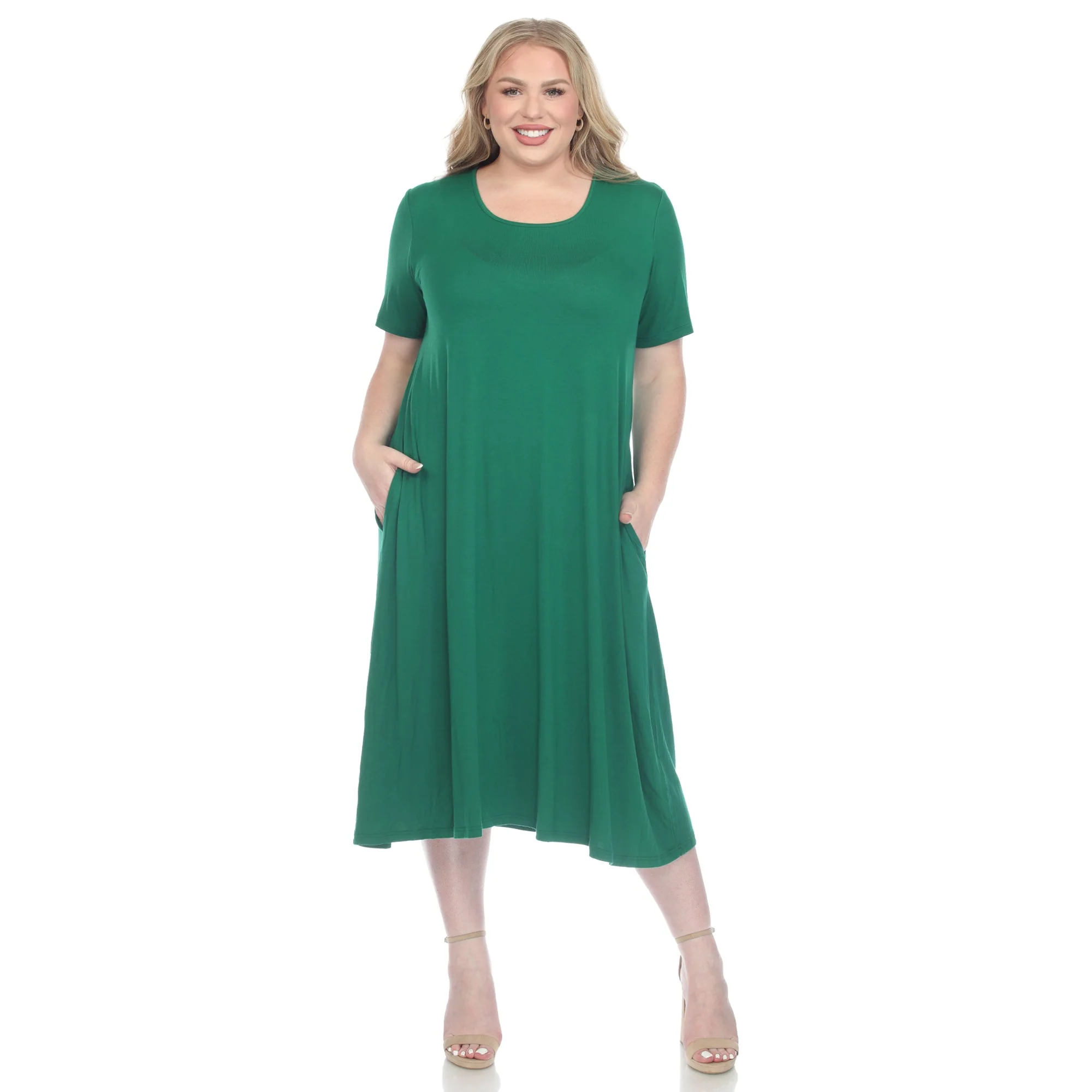 Short Sleeve Pocket Swing Midi Dress - Plus - Image 15