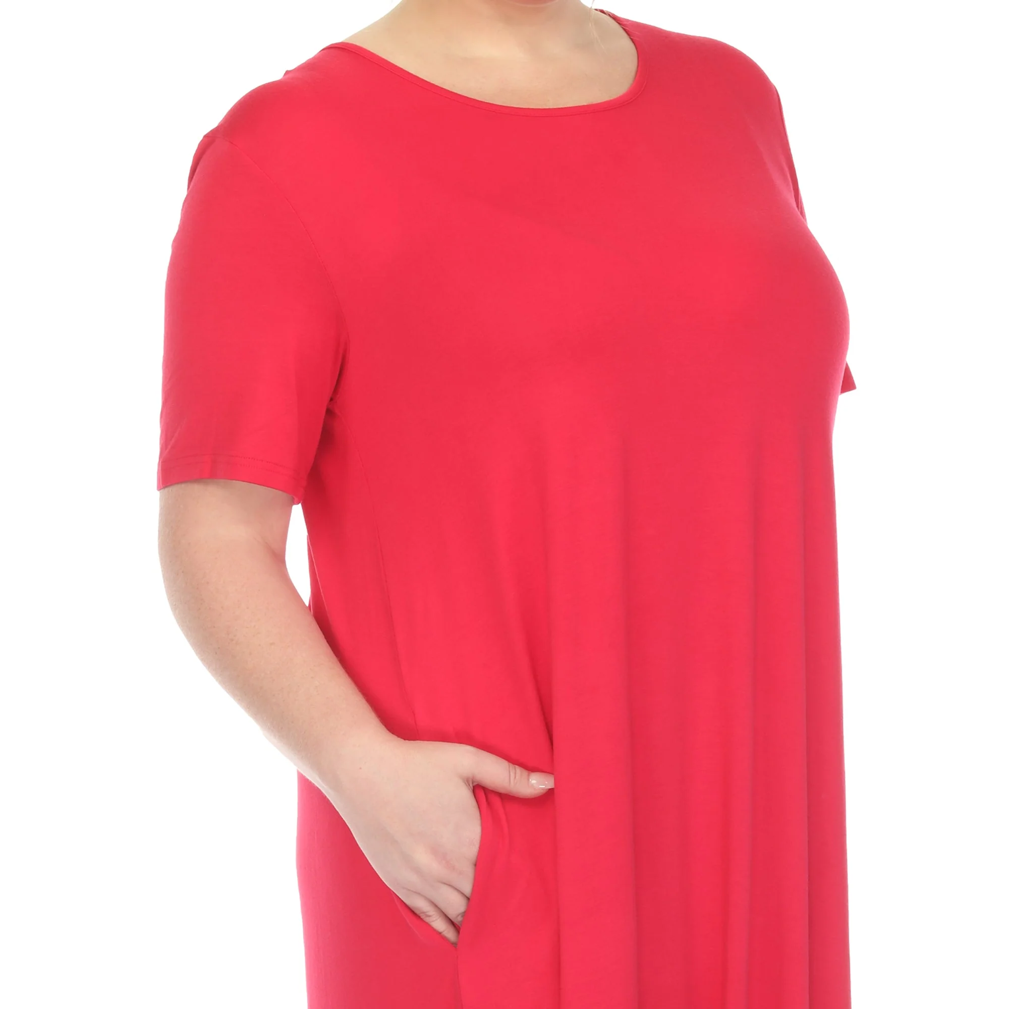 Short Sleeve Pocket Swing Midi Dress - Plus - Image 24