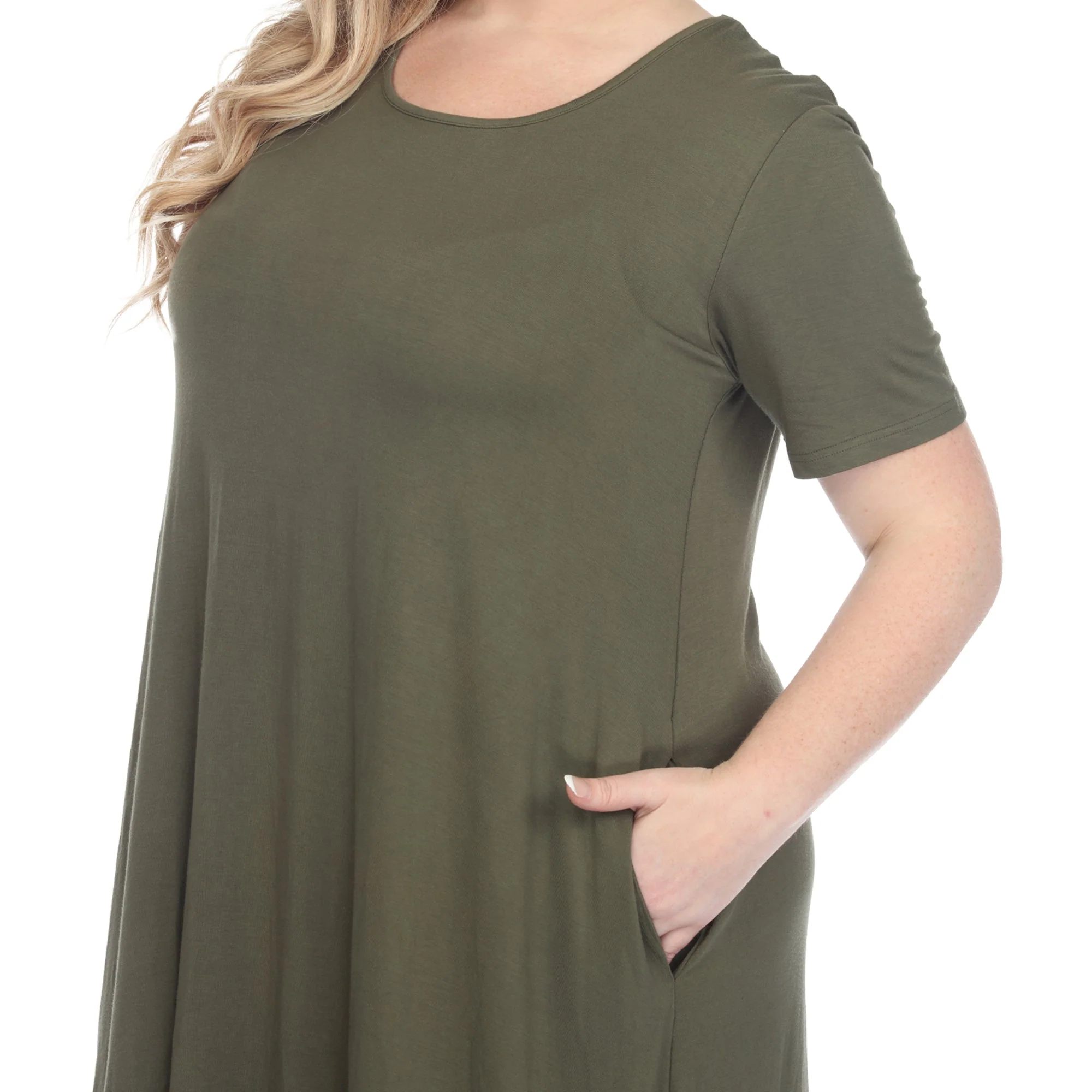 Short Sleeve Pocket Swing Midi Dress - Plus - Image 34