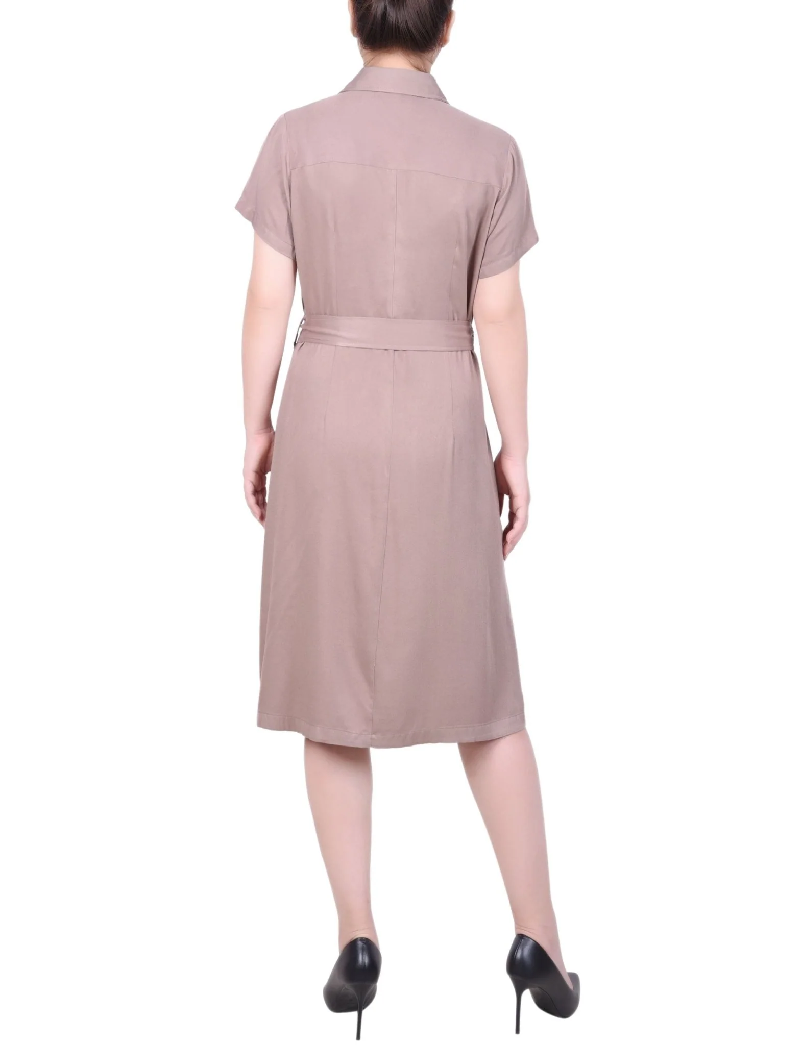Short Sleeve Safari Style Dress - Petite - Image 8