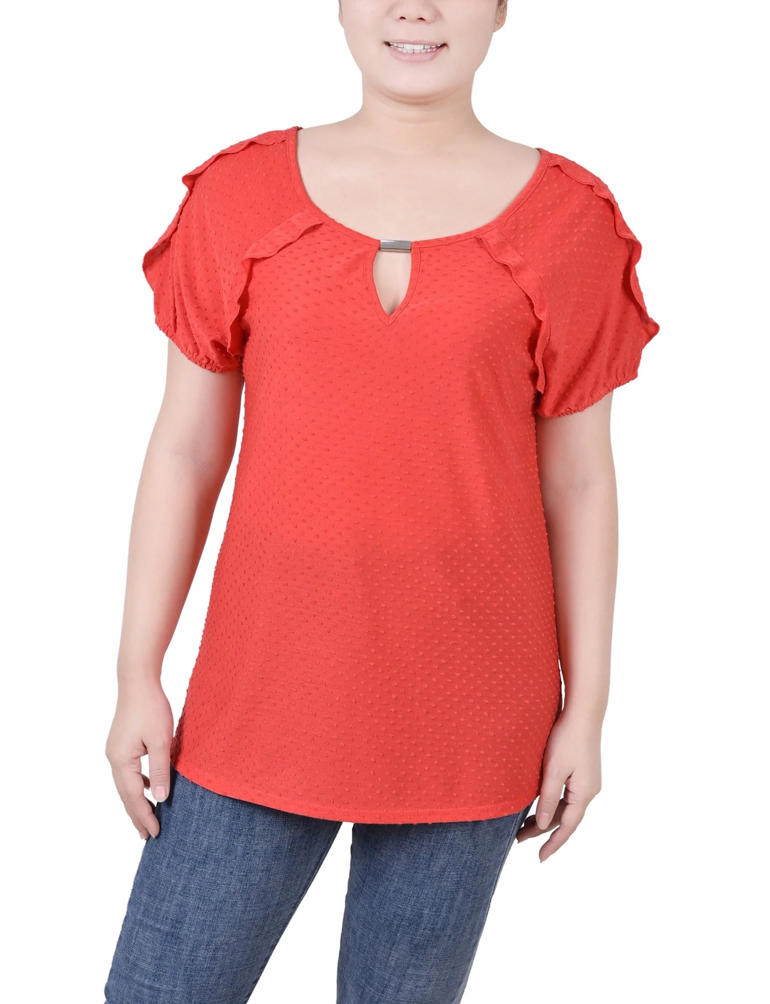 Short Sleeve Swiss Dot Top - Petite - Image 4