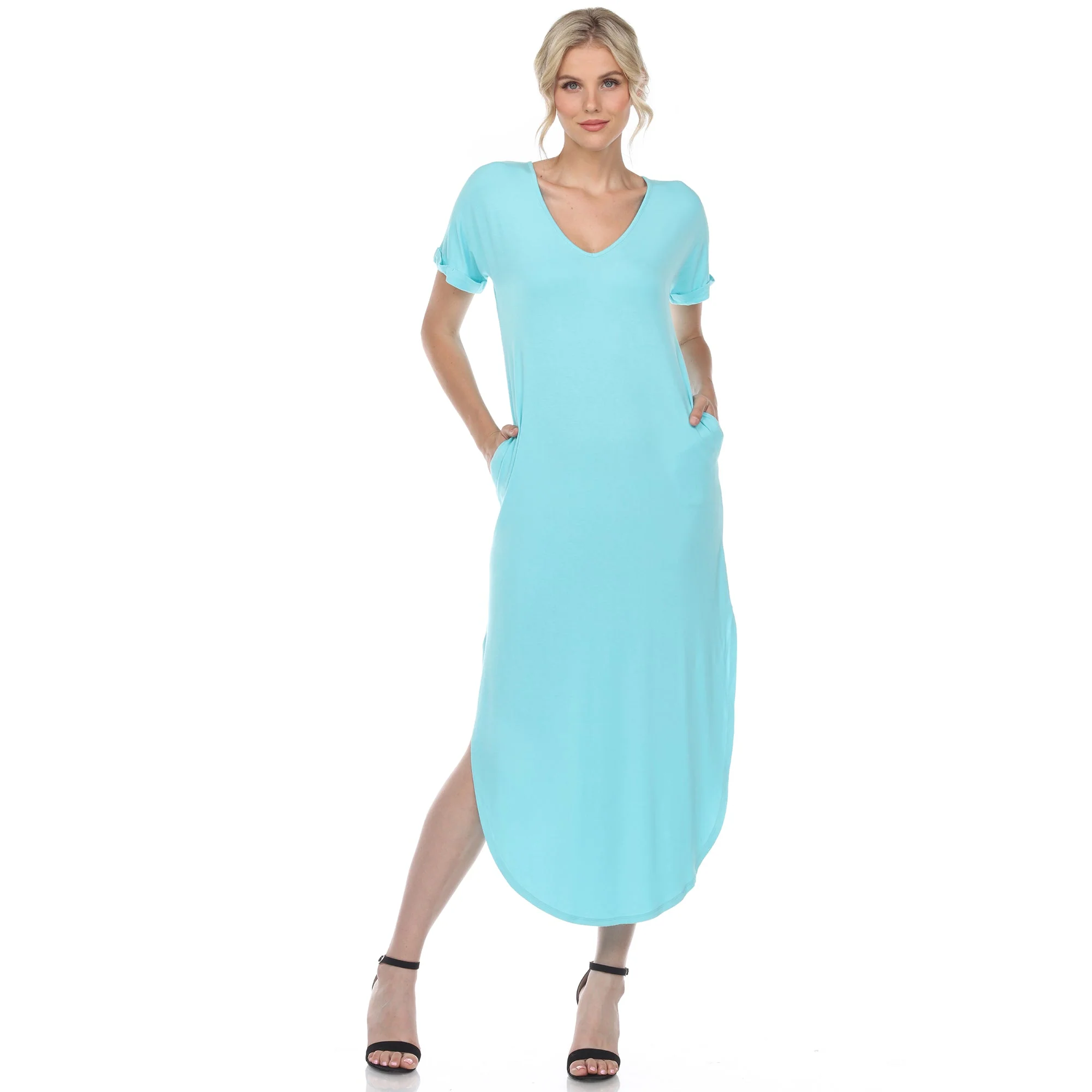 Short Sleeve V-neck Maxi Dress - Image 11