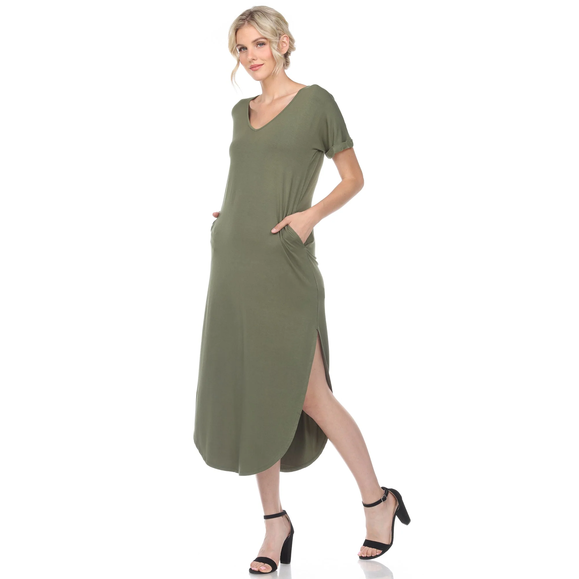 Short Sleeve V-neck Maxi Dress - Image 28