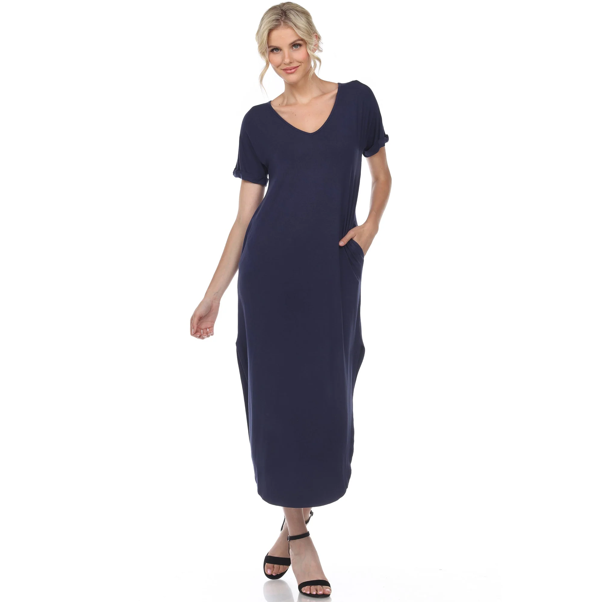 Short Sleeve V-neck Maxi Dress - Image 7