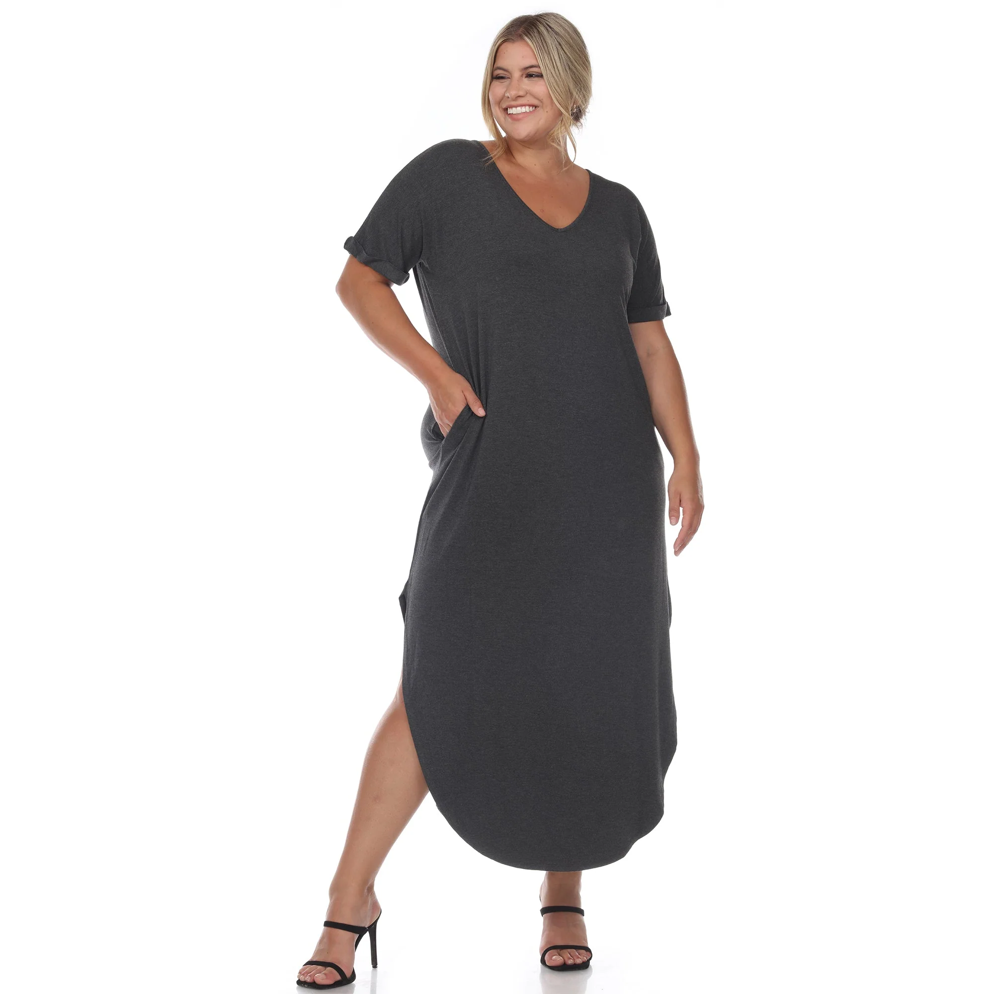 Short Sleeve V-neck Maxi Dress - Plus - Image 12