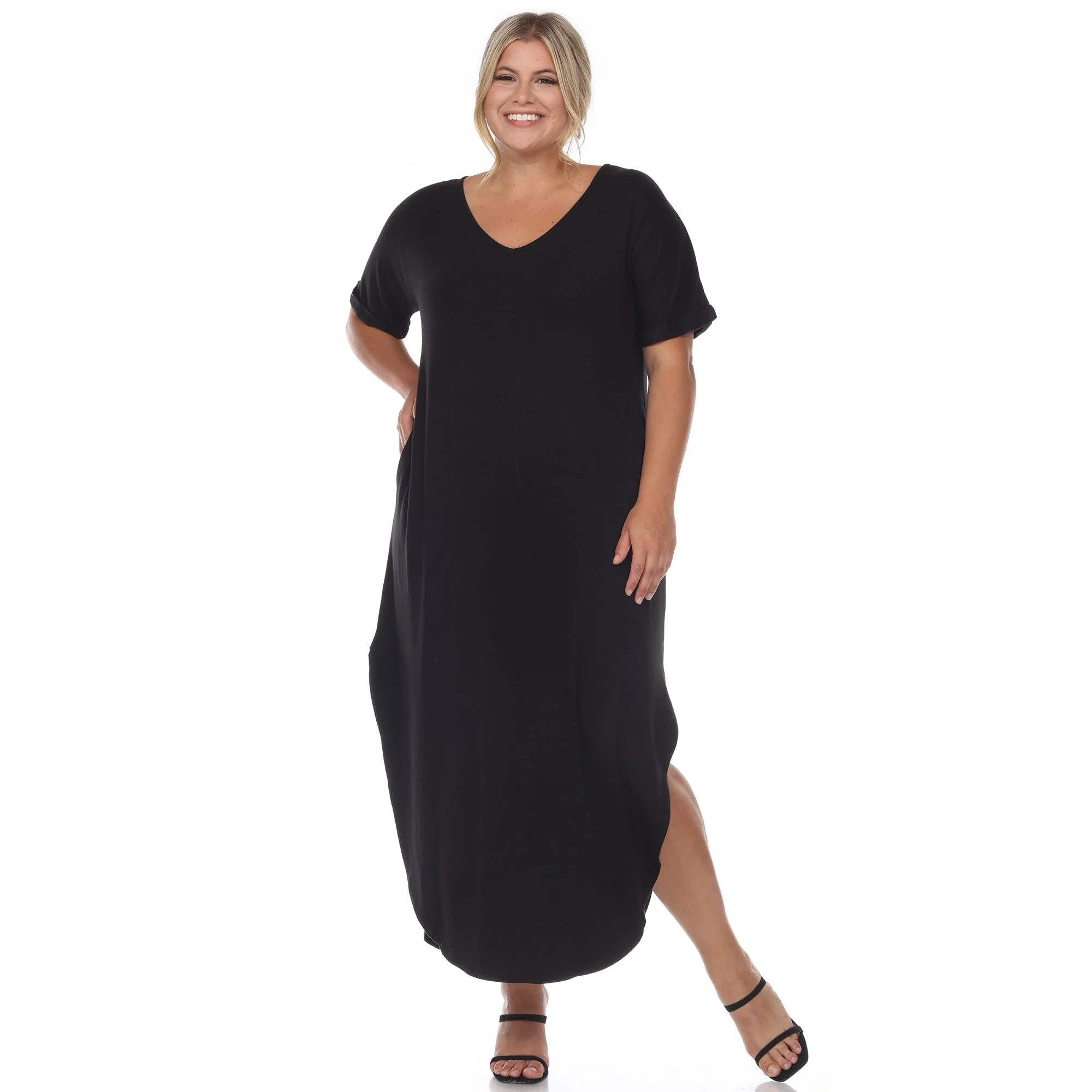 Short Sleeve V-neck Maxi Dress - Plus - Image 16