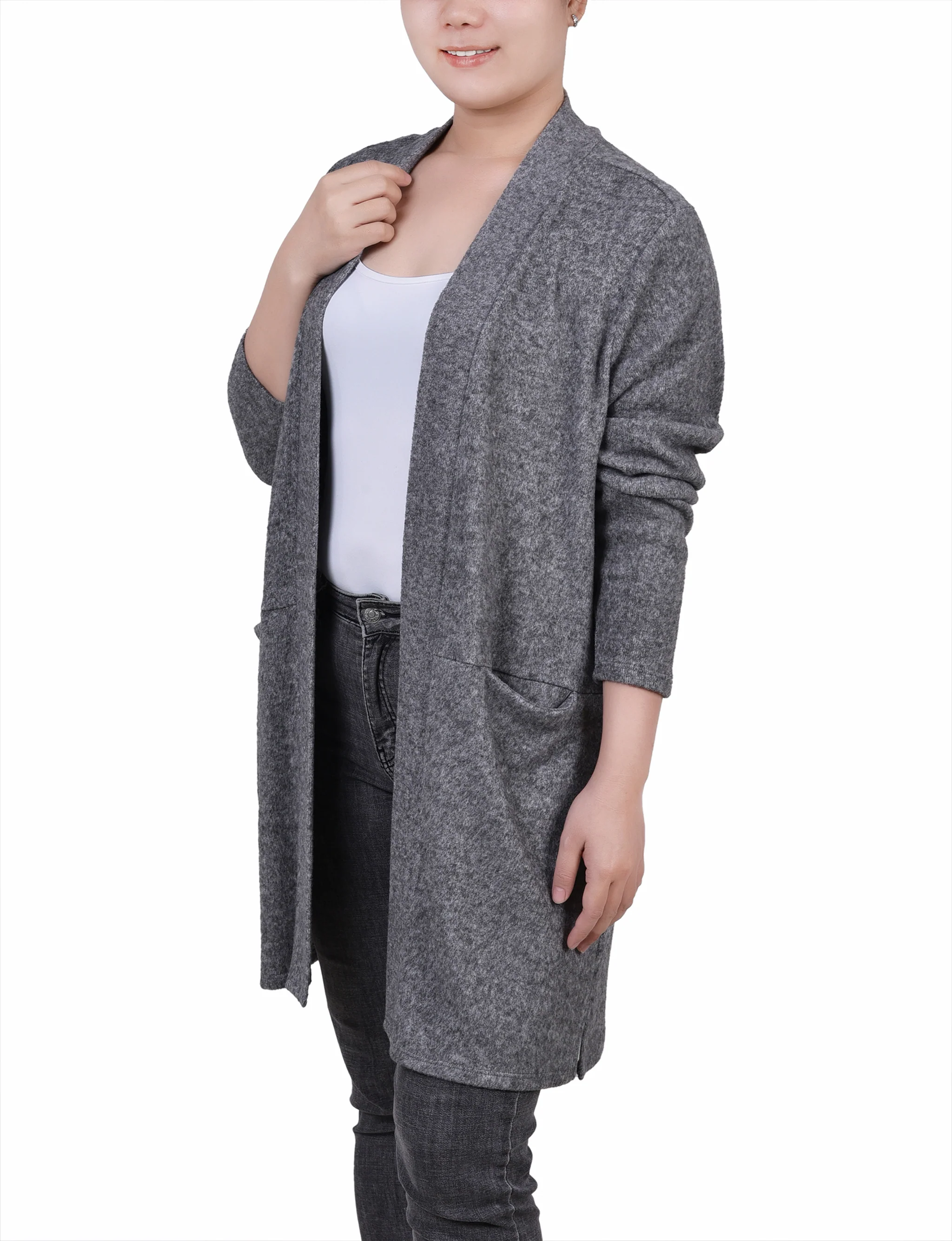 Silver Long Sleeve Cardigan - Image 3