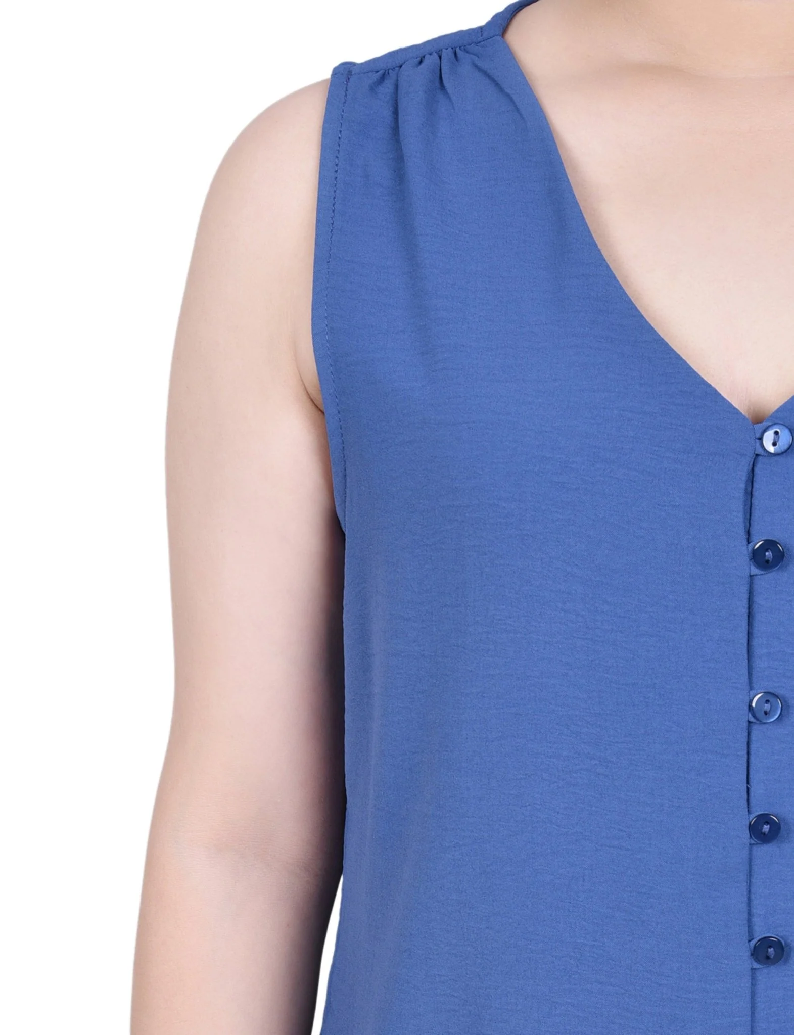Sleeveless Button Front Blouse - Petite - Image 7
