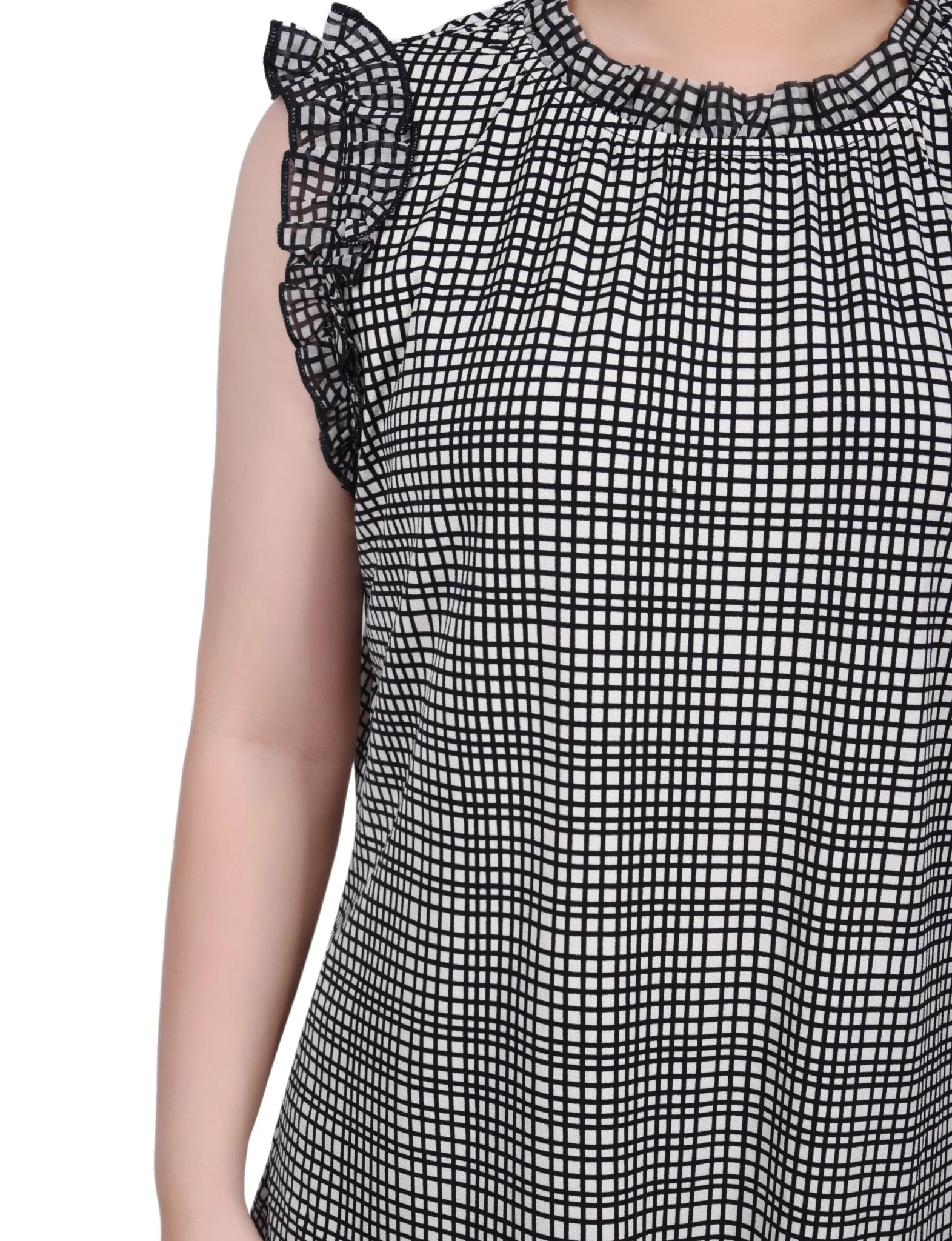 Sleeveless Crepe Top With Chiffon Ruffles - Petite - Image 11