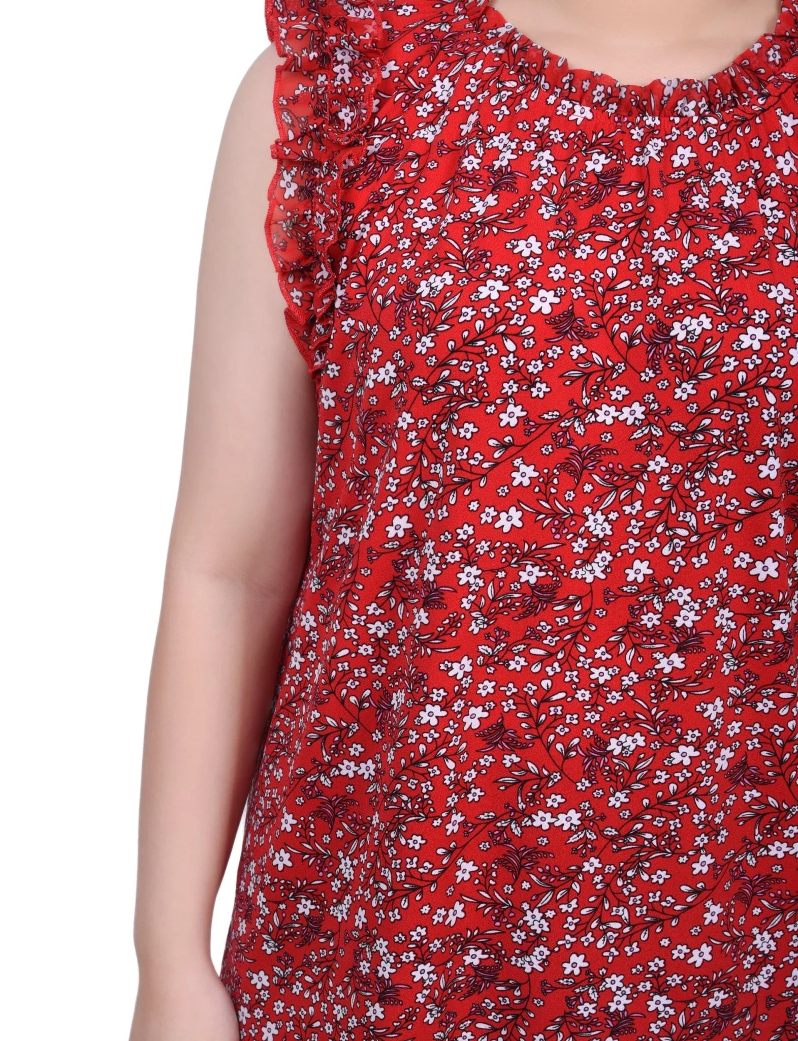 Sleeveless Crepe Top With Chiffon Ruffles - Petite - Image 7