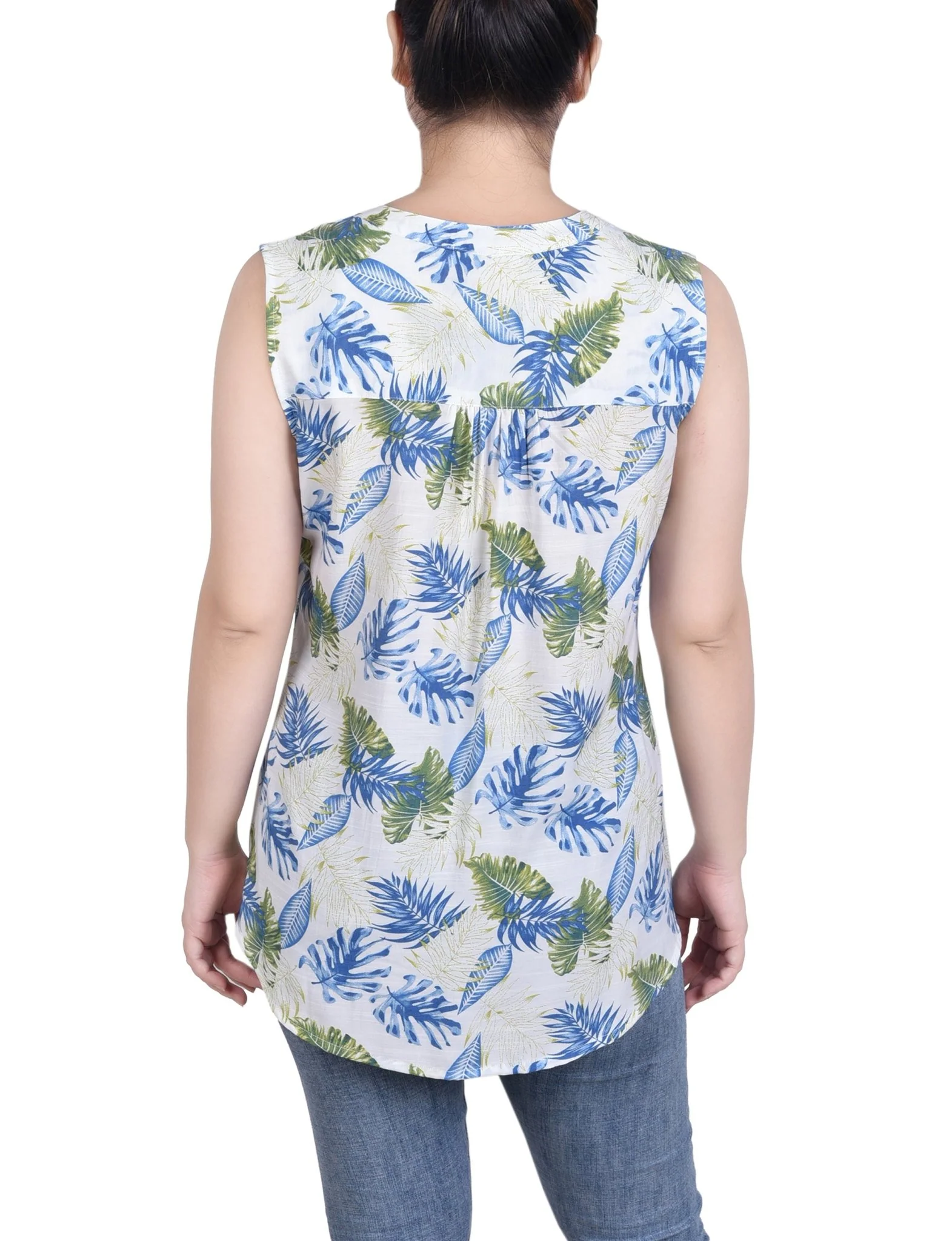 Sleeveless Pintucked Blouse - Petite - Image 9
