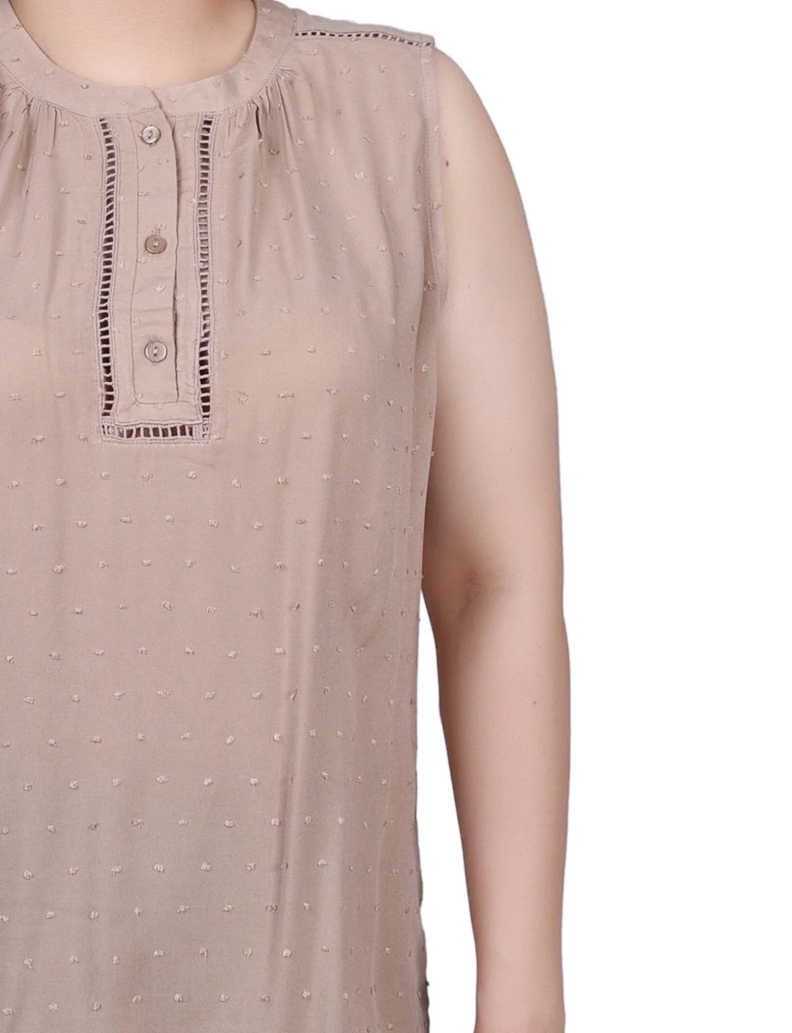 Sleeveless Swiss Dot Blouse - Petite - Image 3