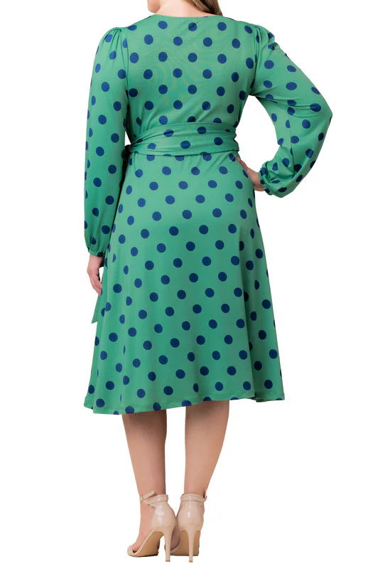 Socialite Sweetheart Dress - Plus - Green Polka Dot - Image 2