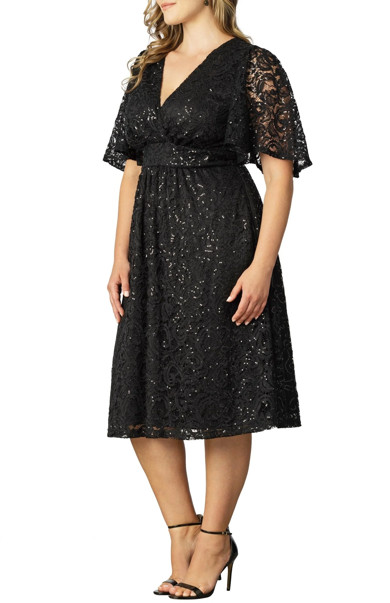 Starry Sequined Lace Cocktail Dress - Plus - Image 4