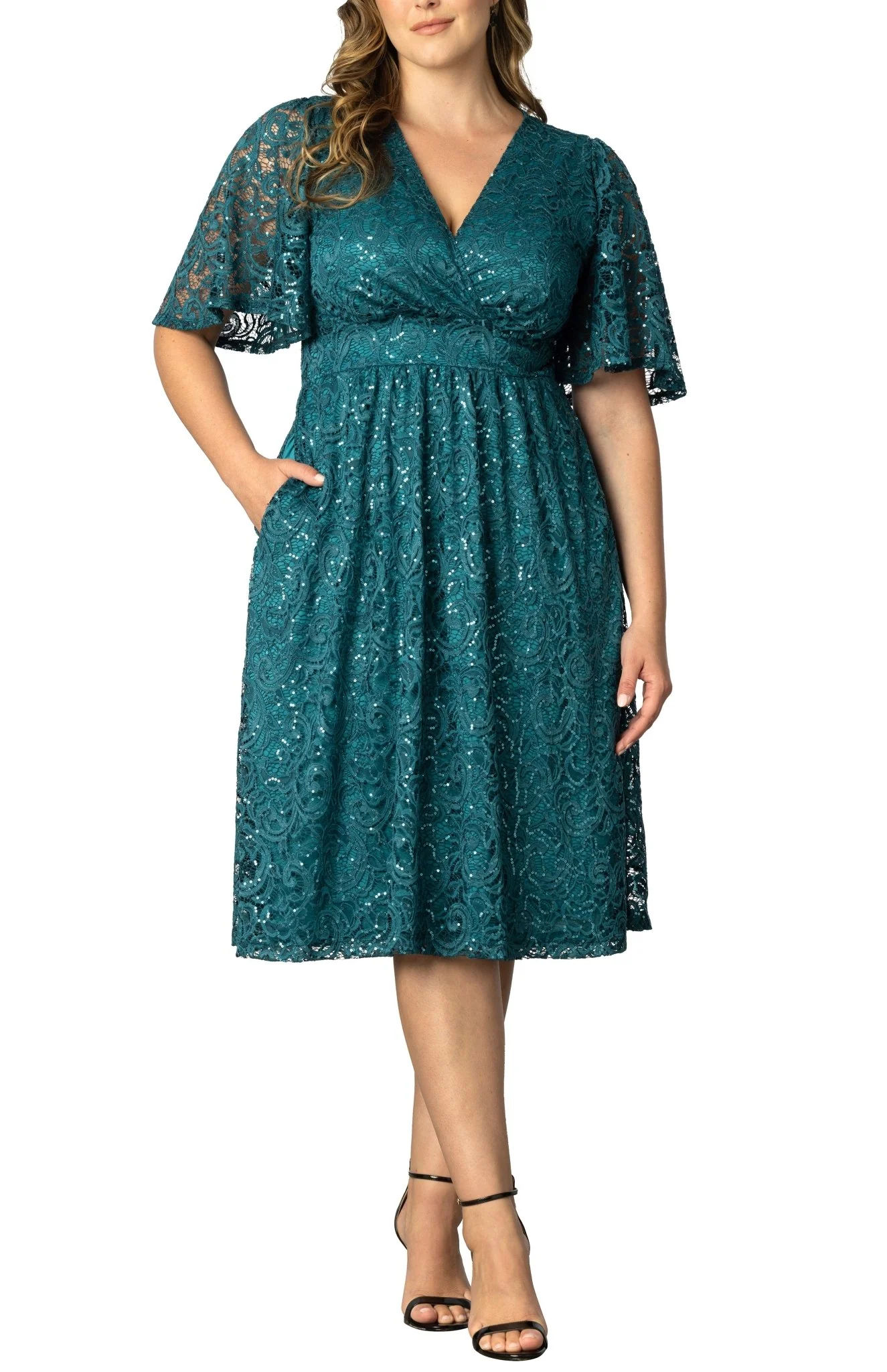 Starry Sequined Lace Cocktail Dress - Plus - Image 8