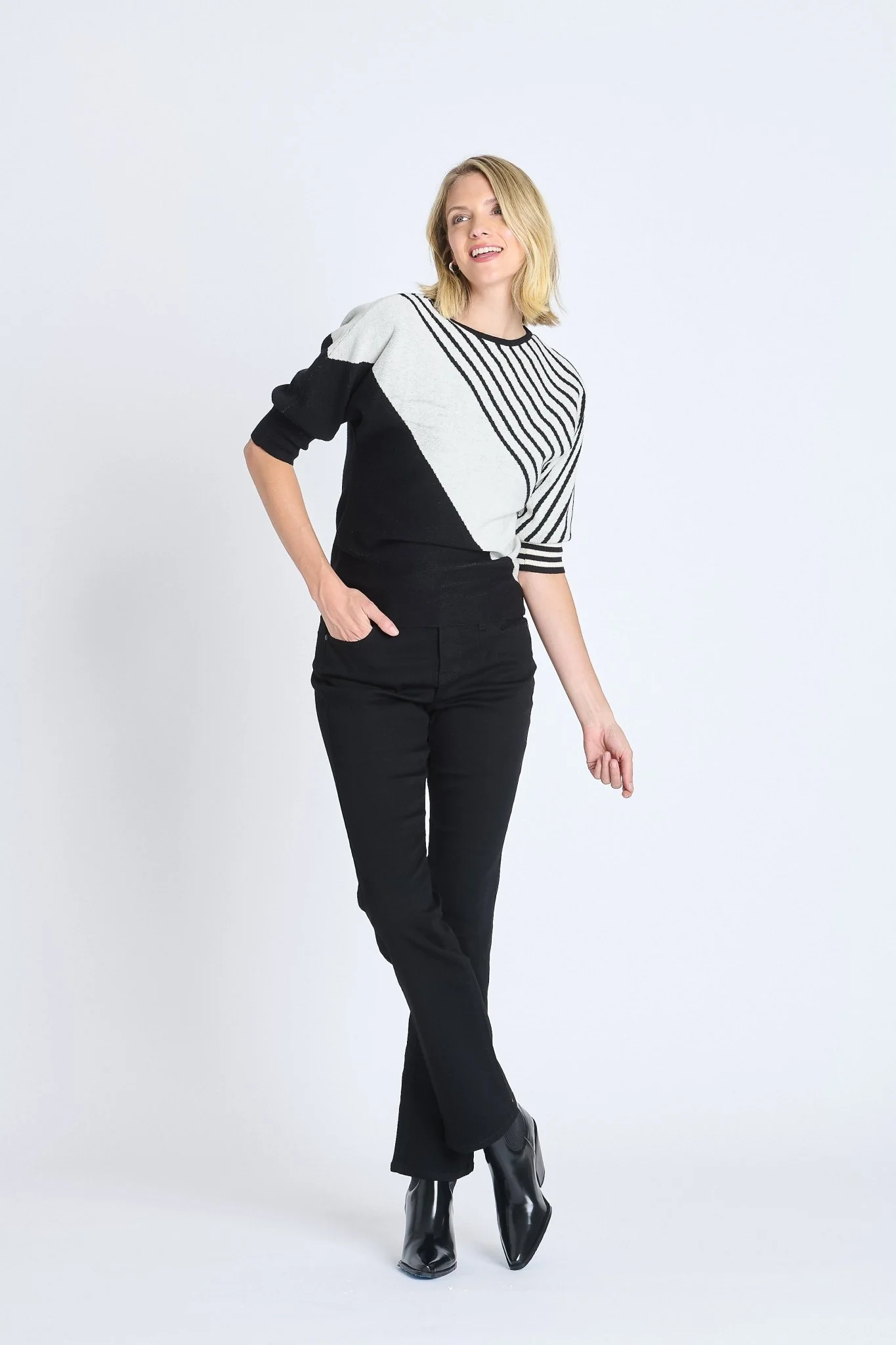 Striped Color Block Dolman Sweater - Image 5