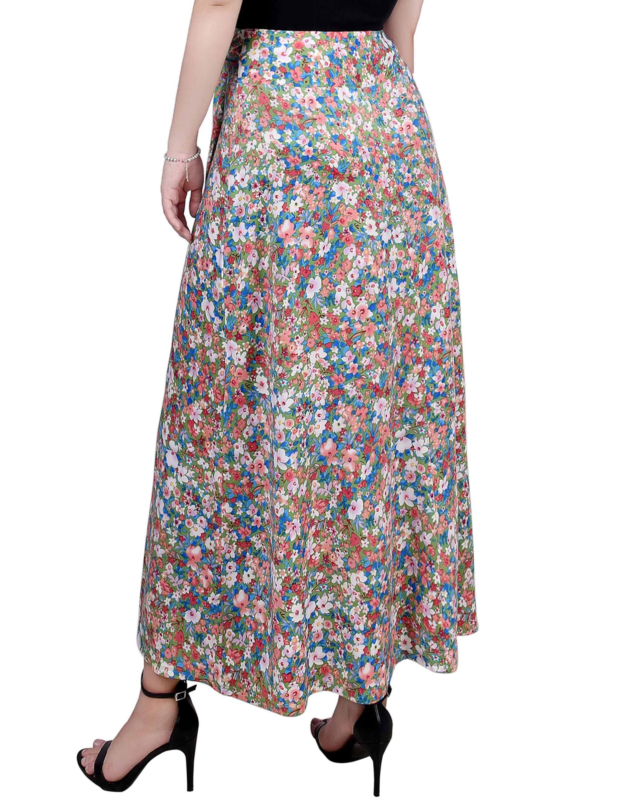 Tiny Colorful Flowers Maxi Skirt With Sash Waist Tie - Image 4