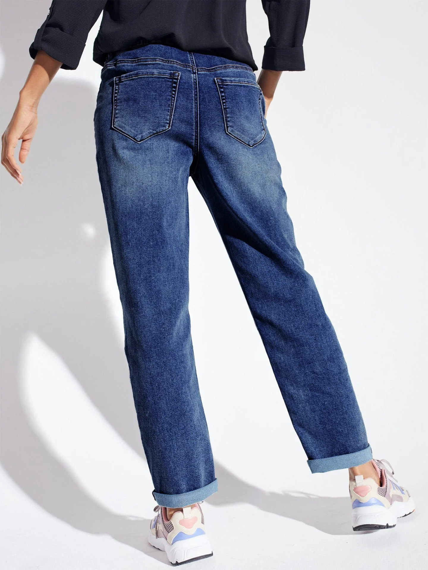 Westport Knit Denim Weekender Pant with Pockets and Drawstring Waist - Image 3