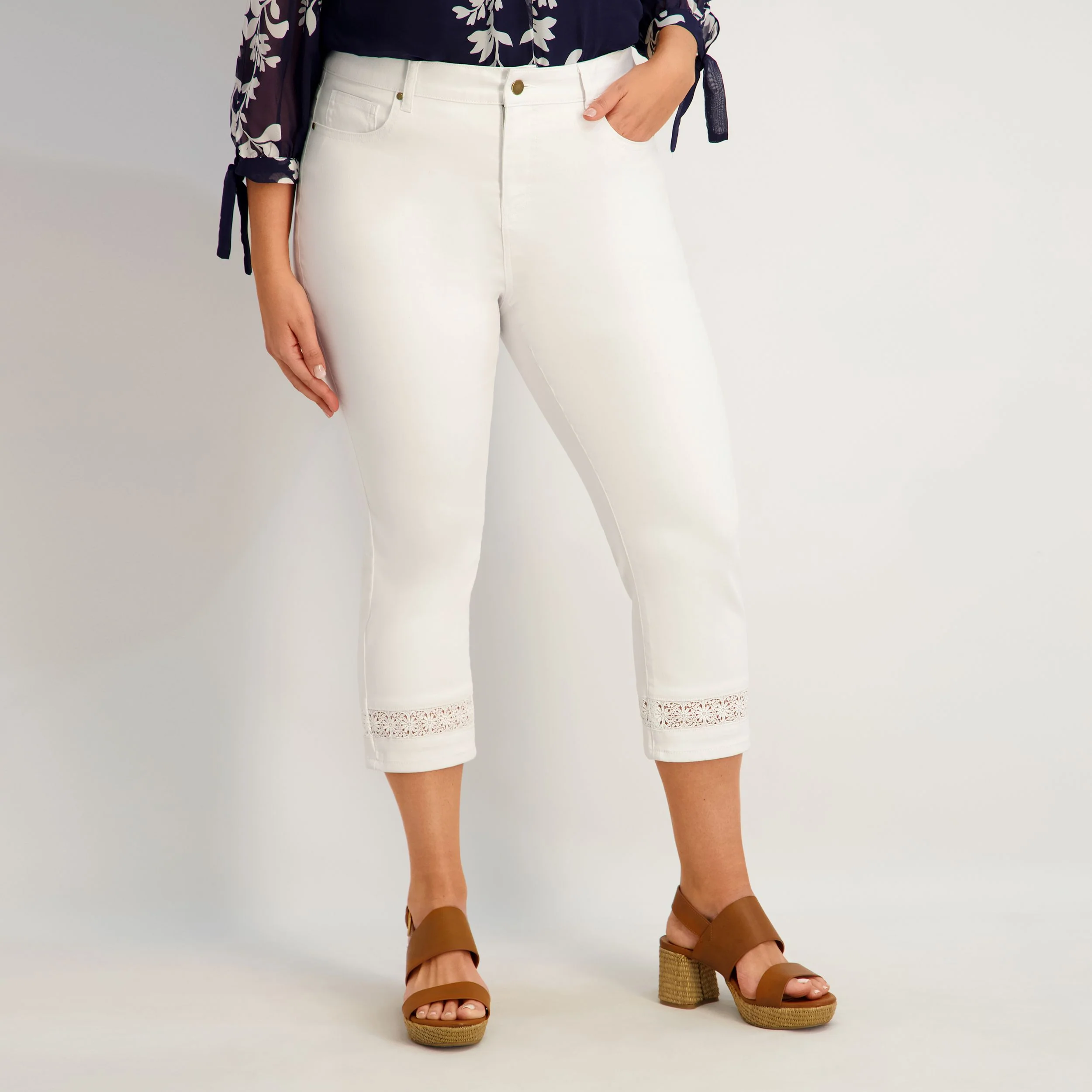Westport Signature Crochet Capri in White - Plus - Image 2