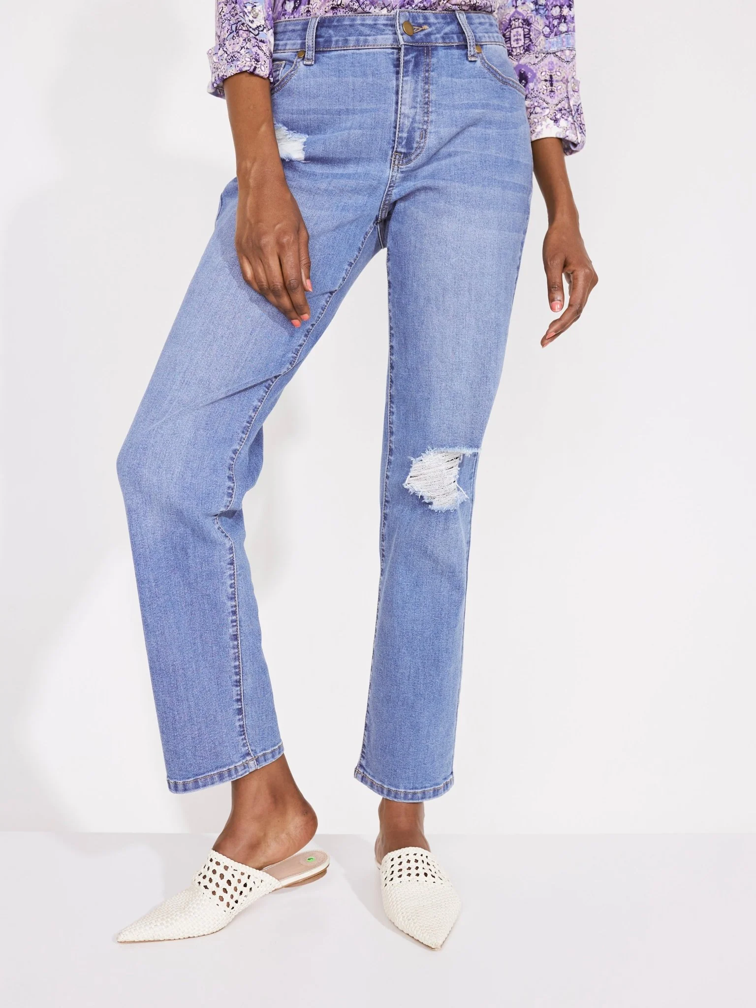Westport Signature Straight Leg Jeans with Destruction - Image 8