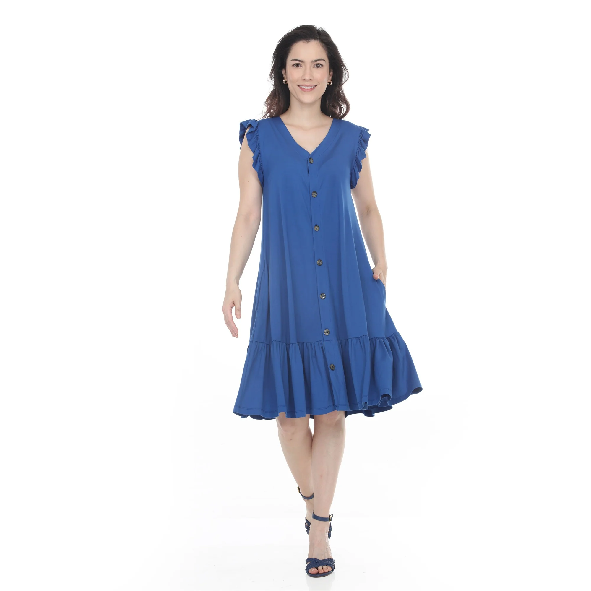Women's Button Front Tiered Swing Dress - Image 10