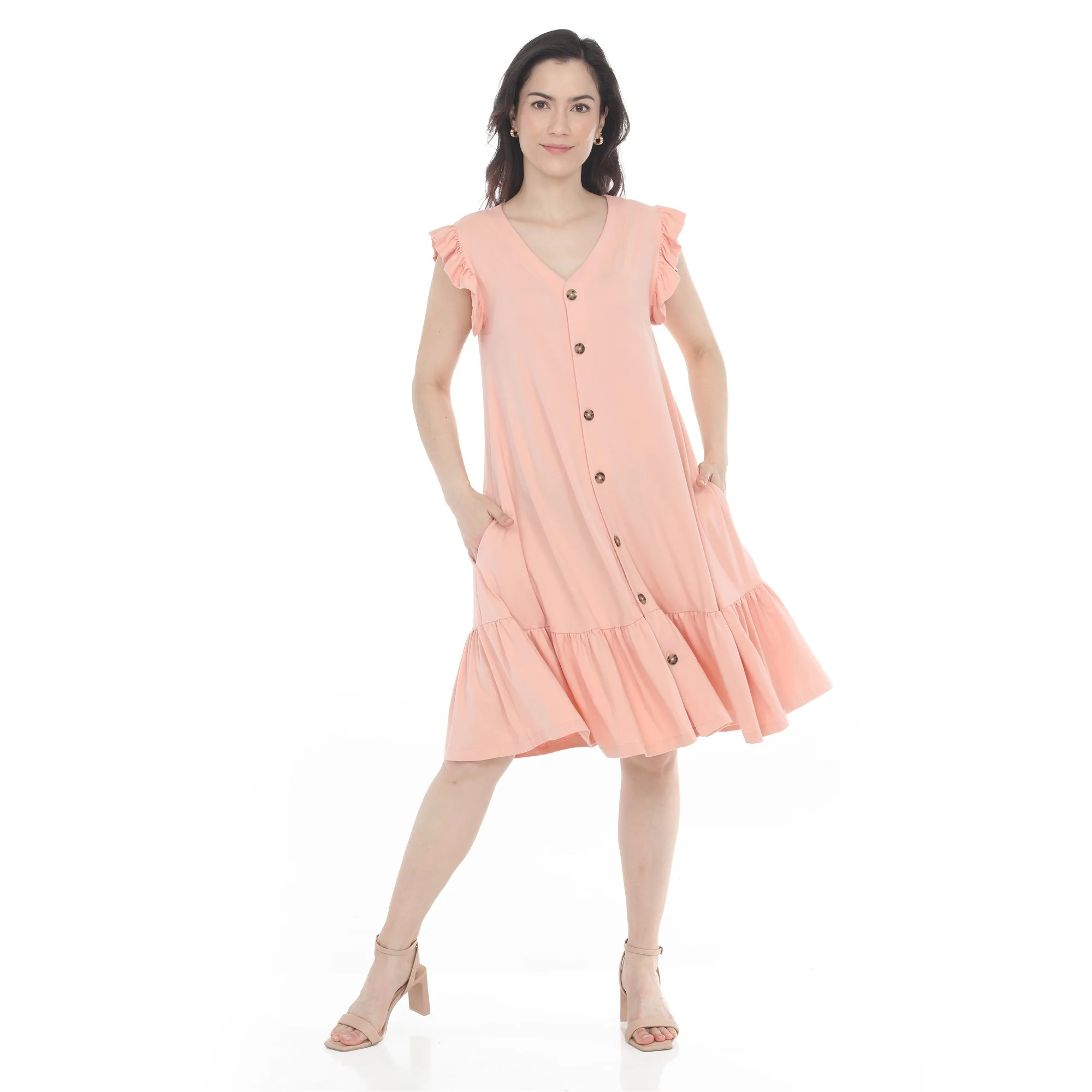Women's Button Front Tiered Swing Dress - Image 19