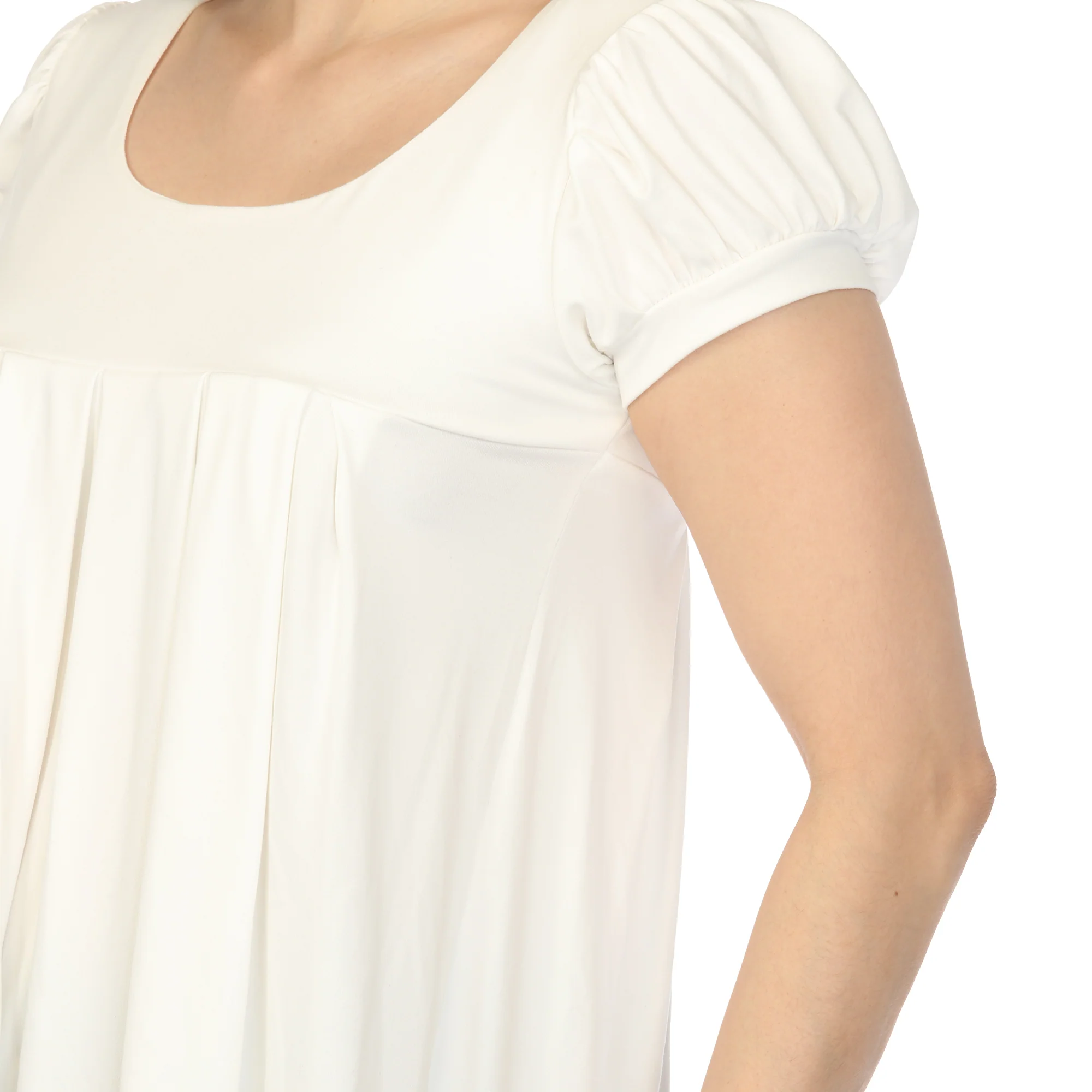 Women's Cap Sleeve Pleated Top - Off-White - Image 4