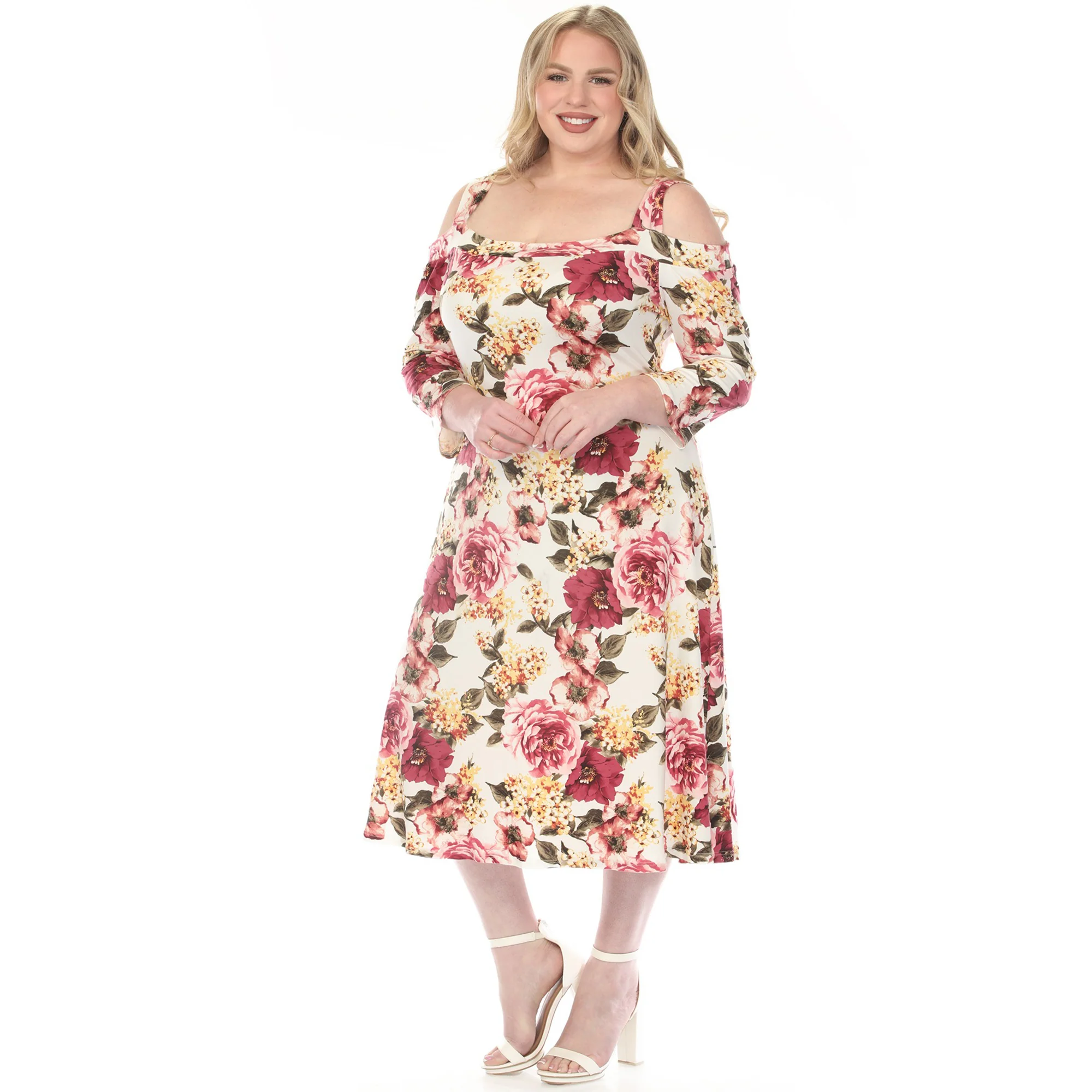 Women's  Cold Shoulder 3/4 Sleeve Dress - Image 10