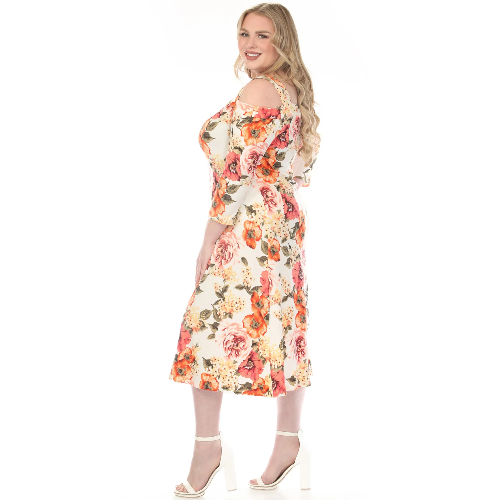 Women's  Cold Shoulder 3/4 Sleeve Dress - Image 12