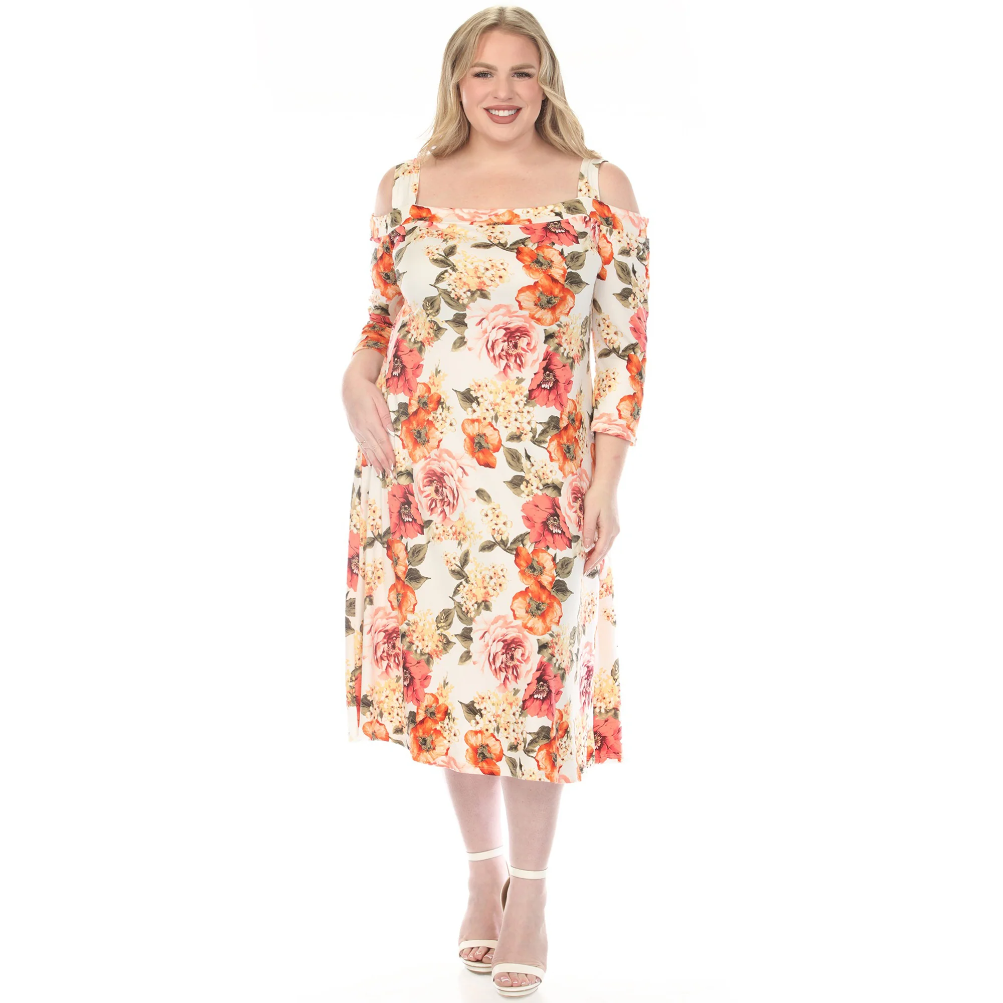 Women's  Cold Shoulder 3/4 Sleeve Dress - Image 15