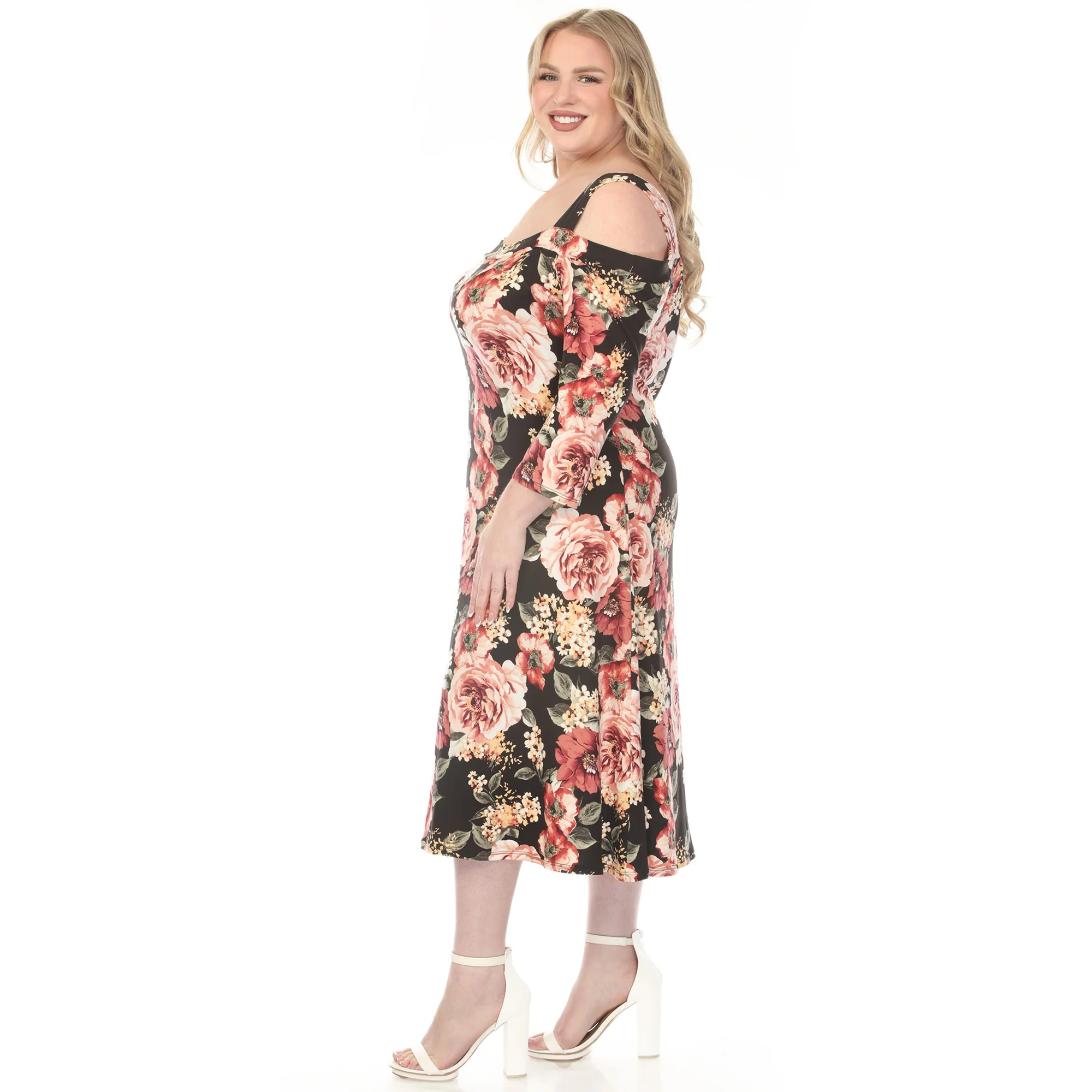 Women's  Cold Shoulder 3/4 Sleeve Dress - Image 2