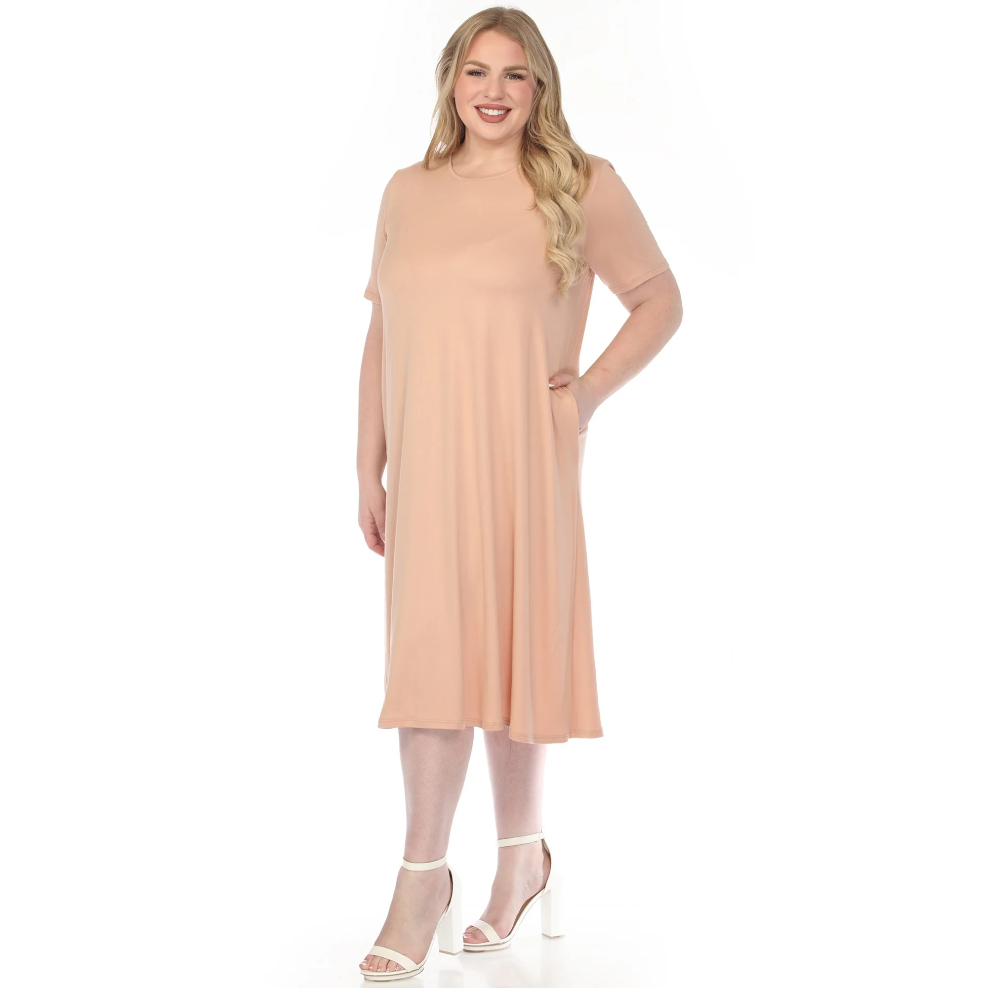 Women's  Crew Neck T-Shirt Dress - Image 12