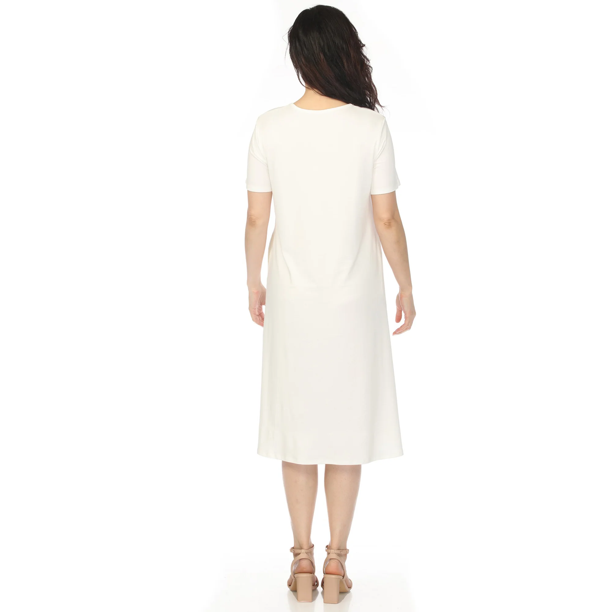 Women's Crew Neck T-Shirt Dress - Off White - Image 3