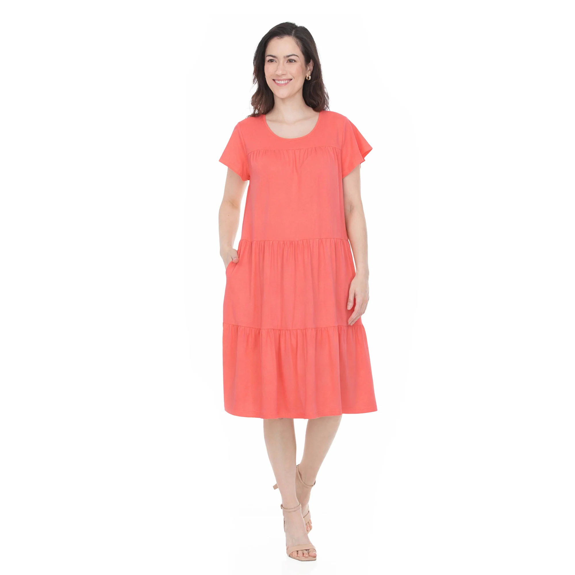 Women's Flutter Sleeve Ruffle Tiered Dress - Image 10