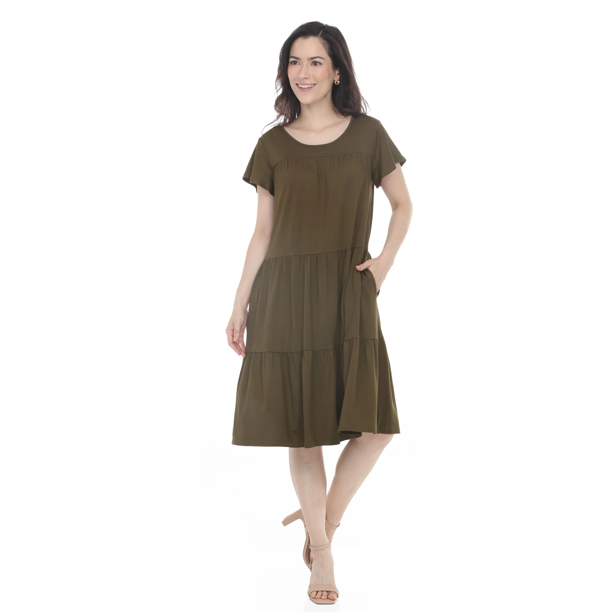 Women's Flutter Sleeve Ruffle Tiered Dress - Image 24