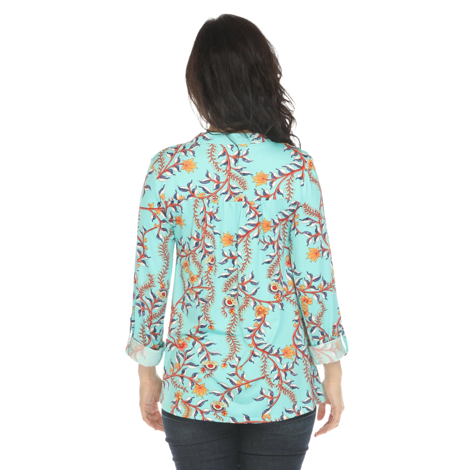Women's Paisley Button Front Tunic Top - Image 11