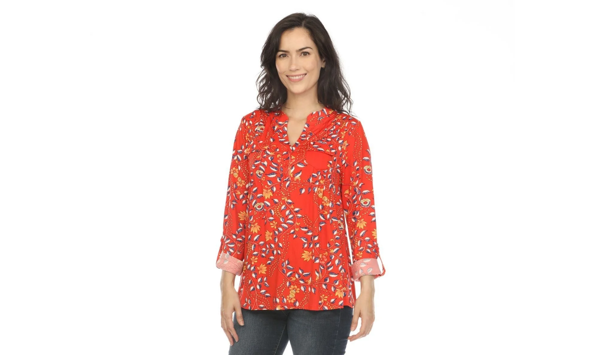 Women's Paisley Button Front Tunic Top - Image 13