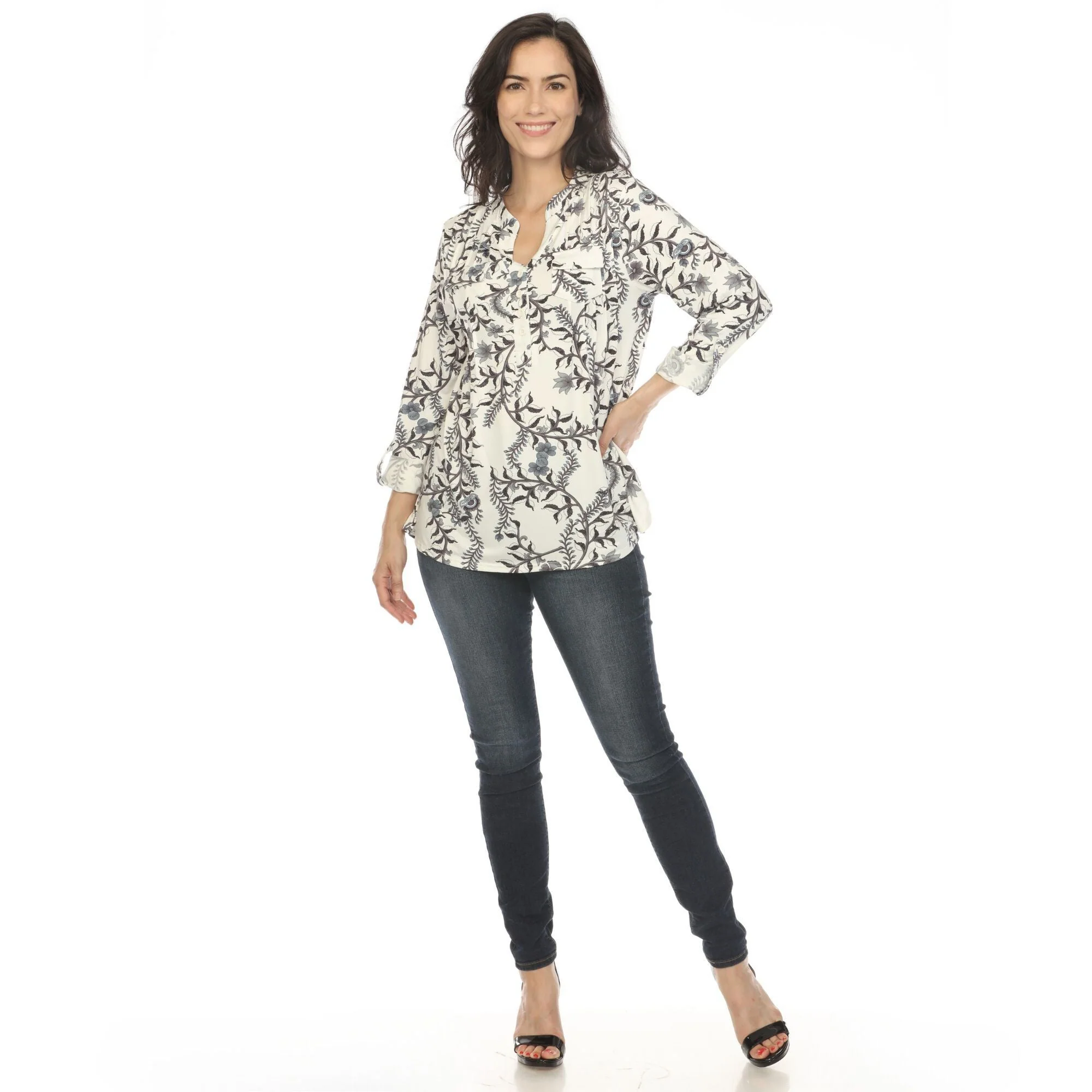 Women's Paisley Button Front Tunic Top - Image 18