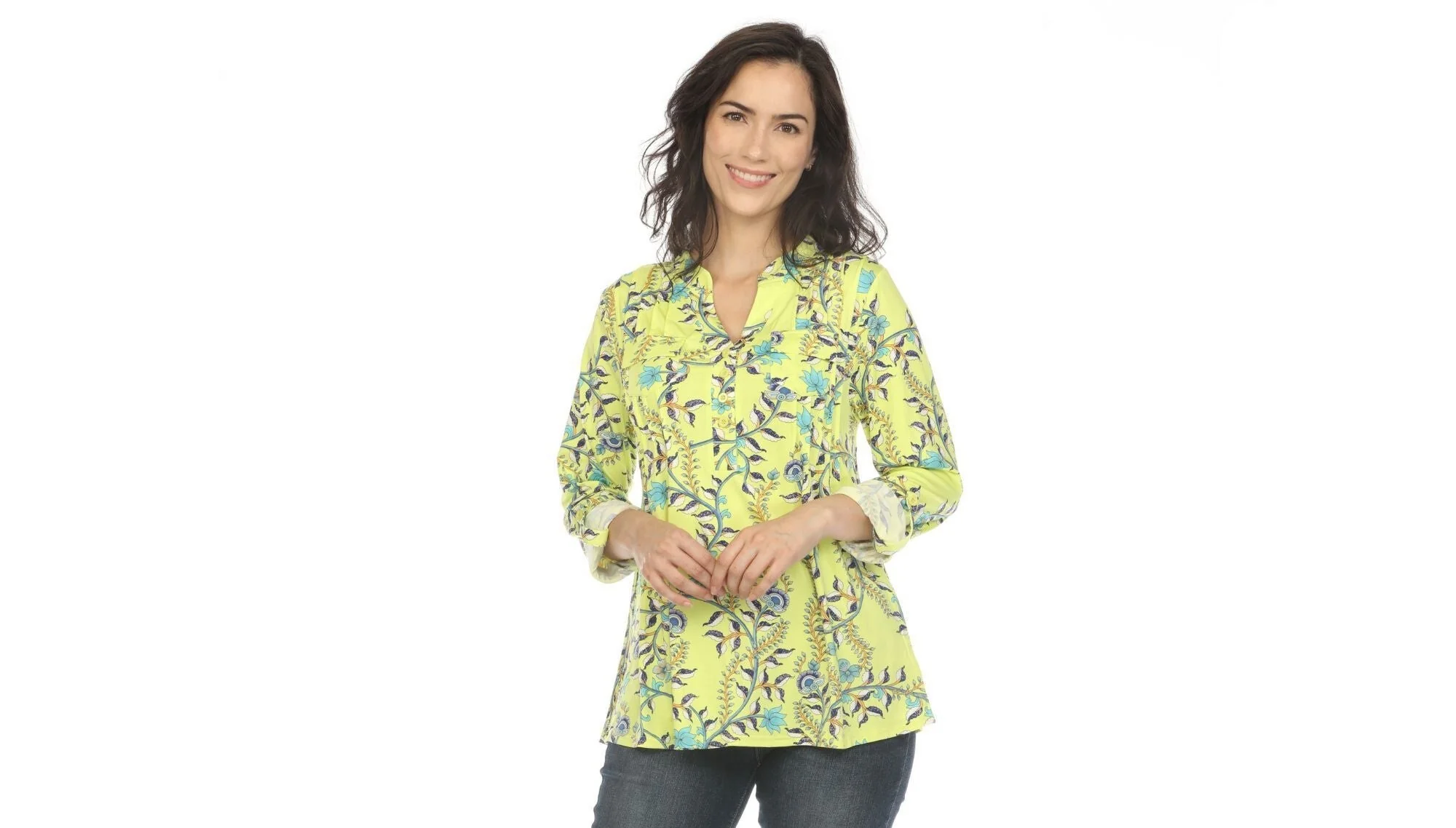 Women's Paisley Button Front Tunic Top - Image 5