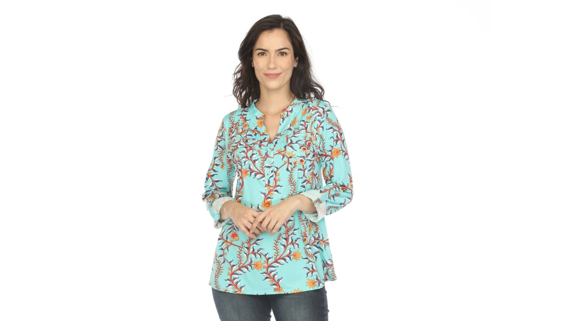 Women's Paisley Button Front Tunic Top - Image 9