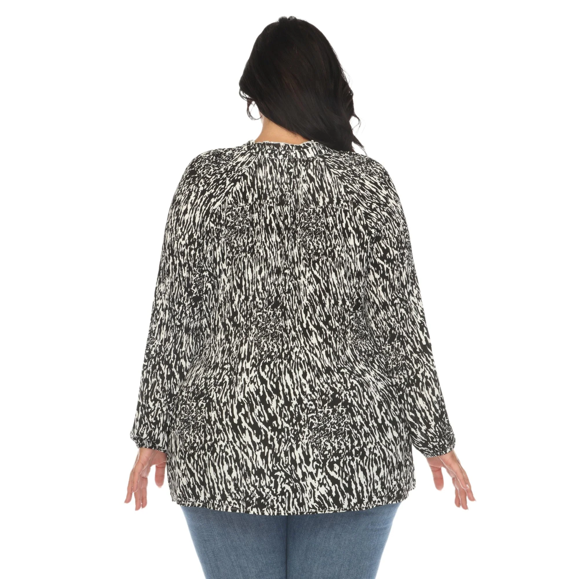 Women's Printed Peasant Blouse - Plus - Image 4
