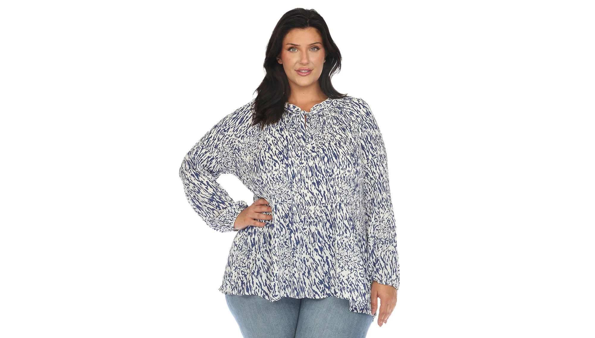 Women's Printed Peasant Blouse - Plus - Image 9