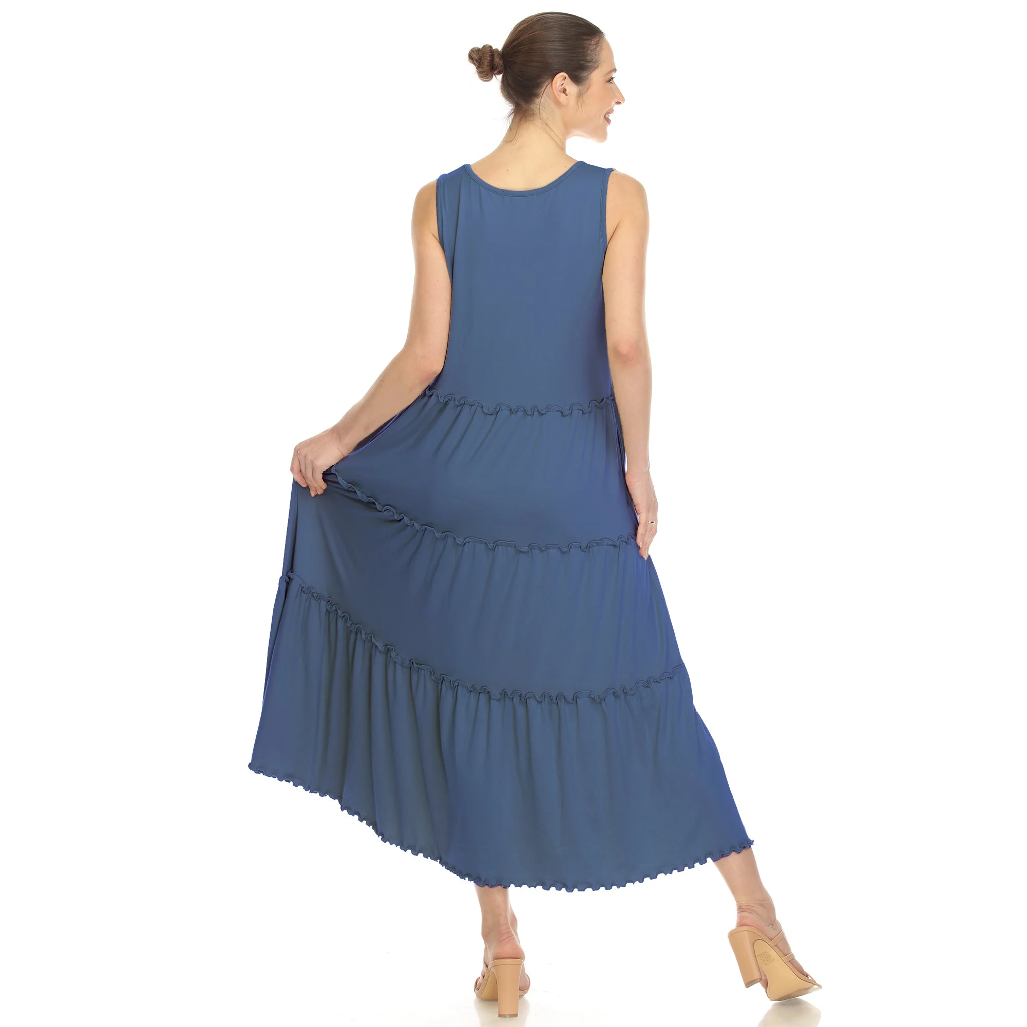 Women's Scoop Neck Tiered Midi Dress - Image 3